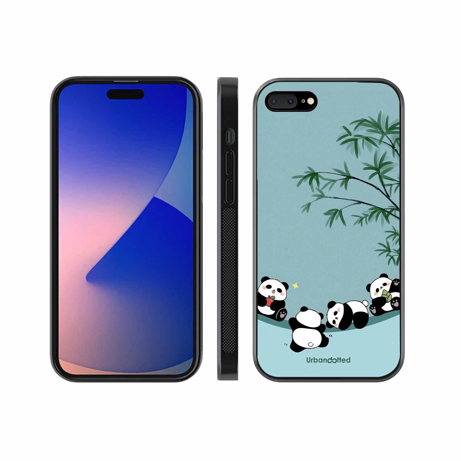 Cute Resting Pandas Glass Case For iPhone 7 Plus