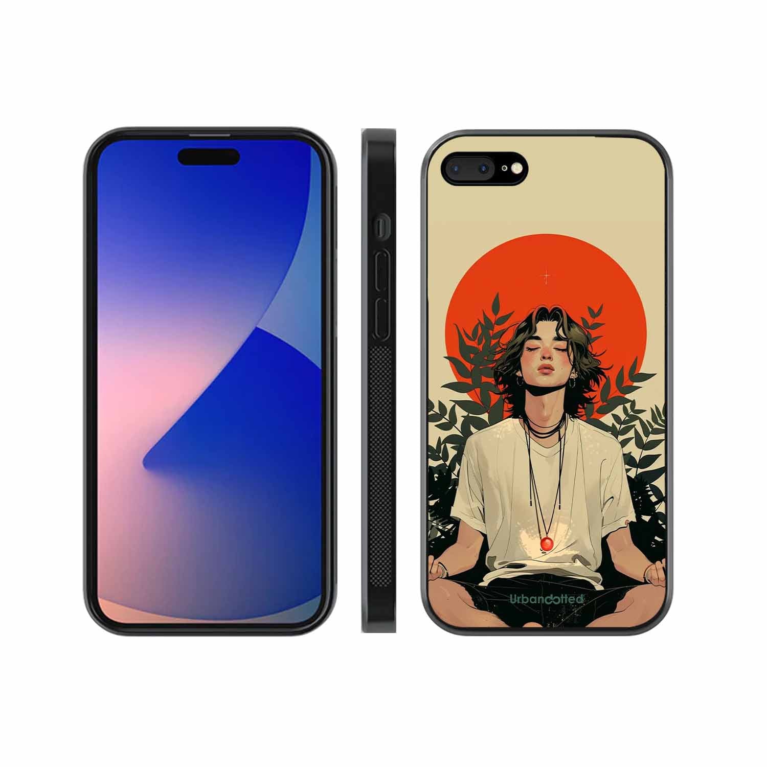Meditating Figure Glass Case For iPhone 7 Plus
