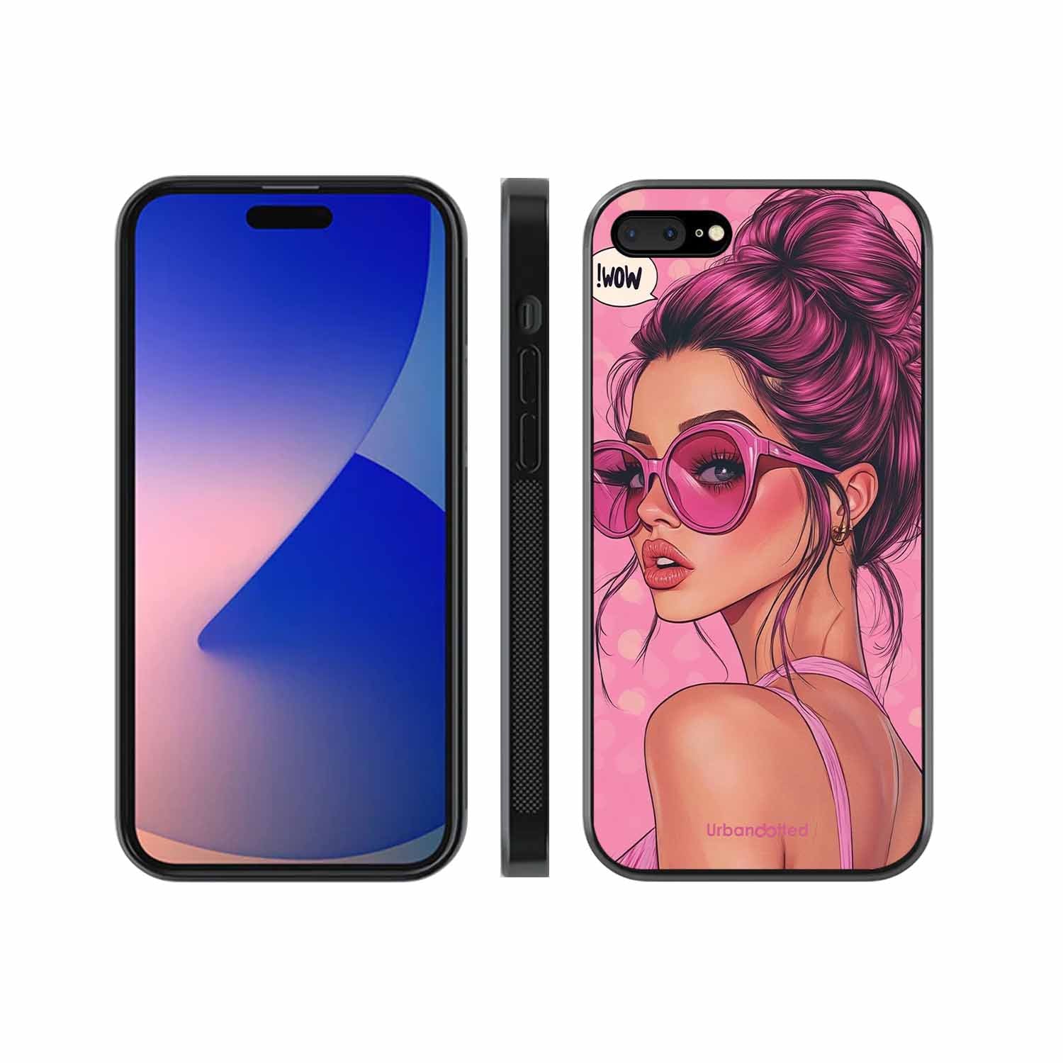 Retro Sunglasses Girl Glass Case For iPhone 7 Plus
