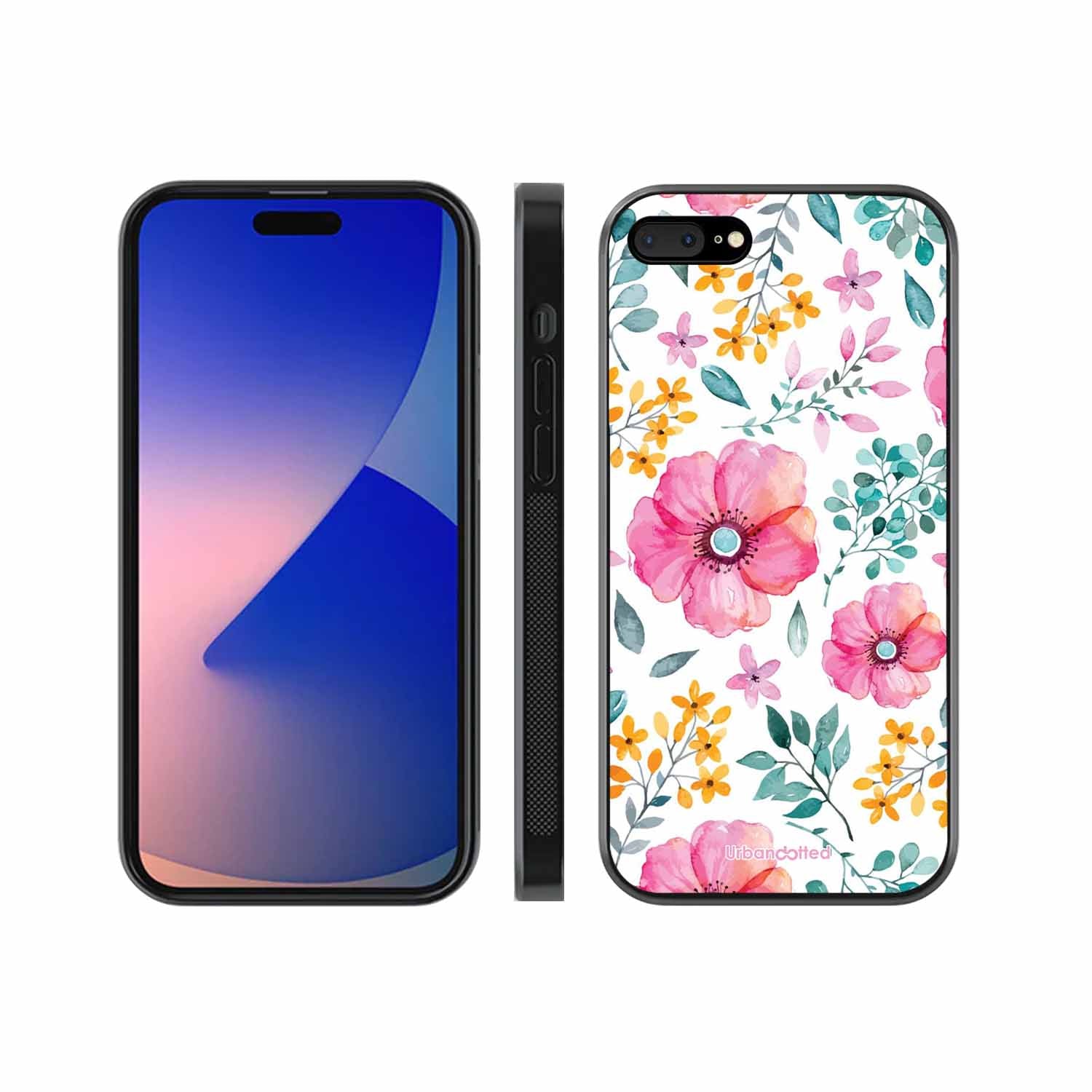True Blue Wildflower Glass Case For iPhone 7 Plus