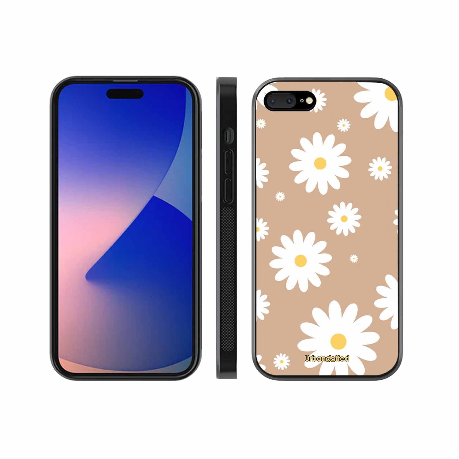 Tan Daisy Field Glass Case For iPhone 7 Plus