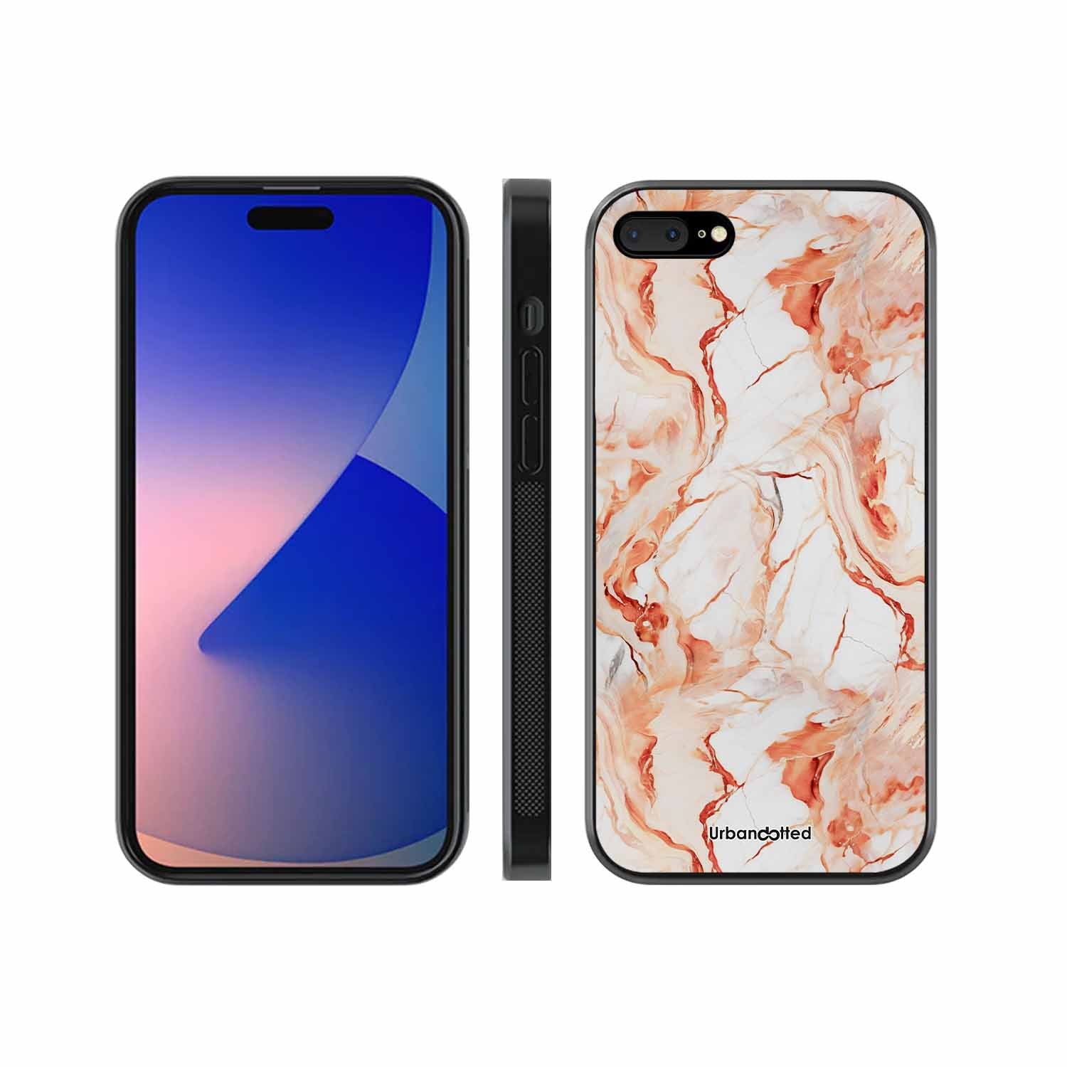Elegant Rose Gold Veins Glass Case For iPhone 7 Plus