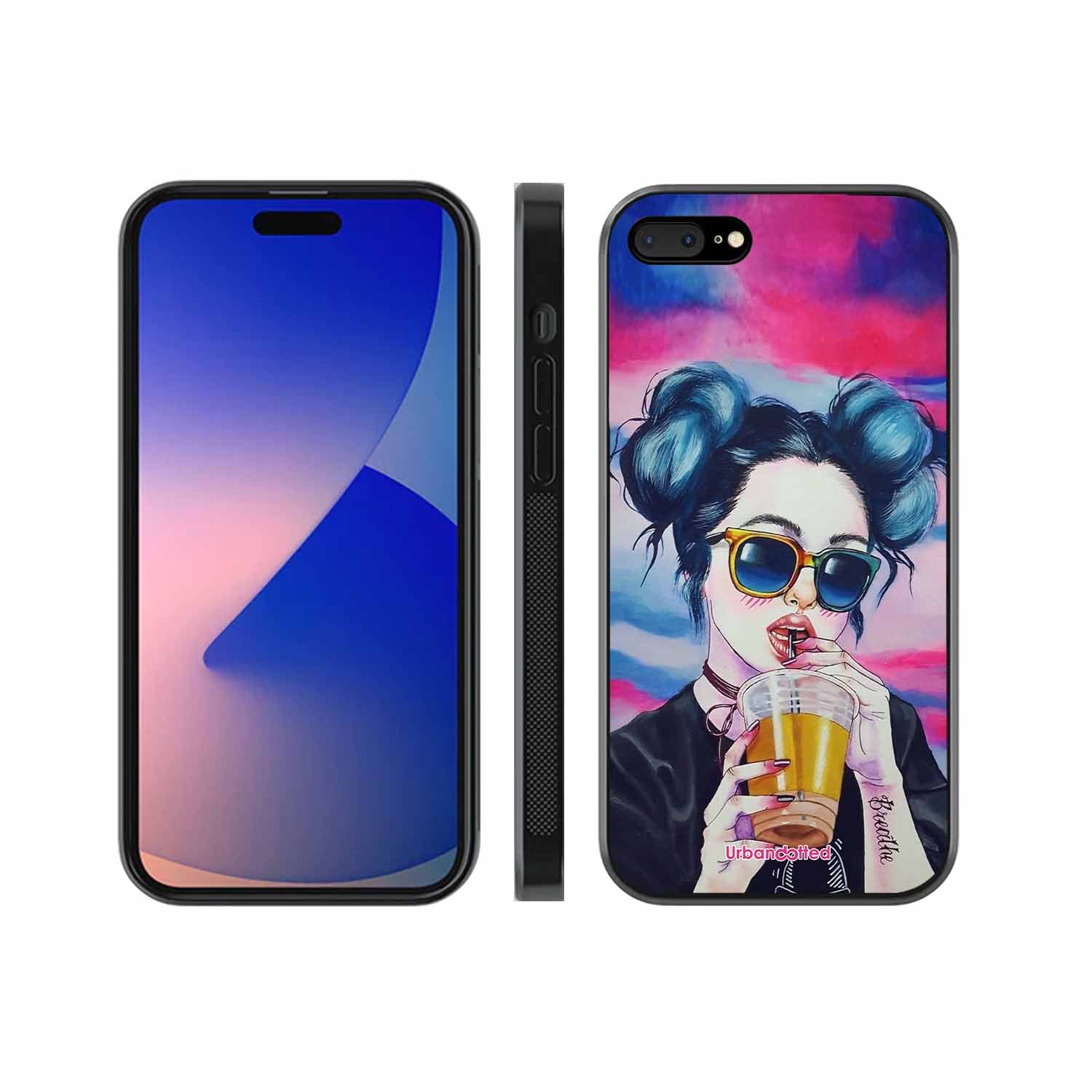 "Breathe" Tattoo Girl Glass Case For iPhone 7 Plus