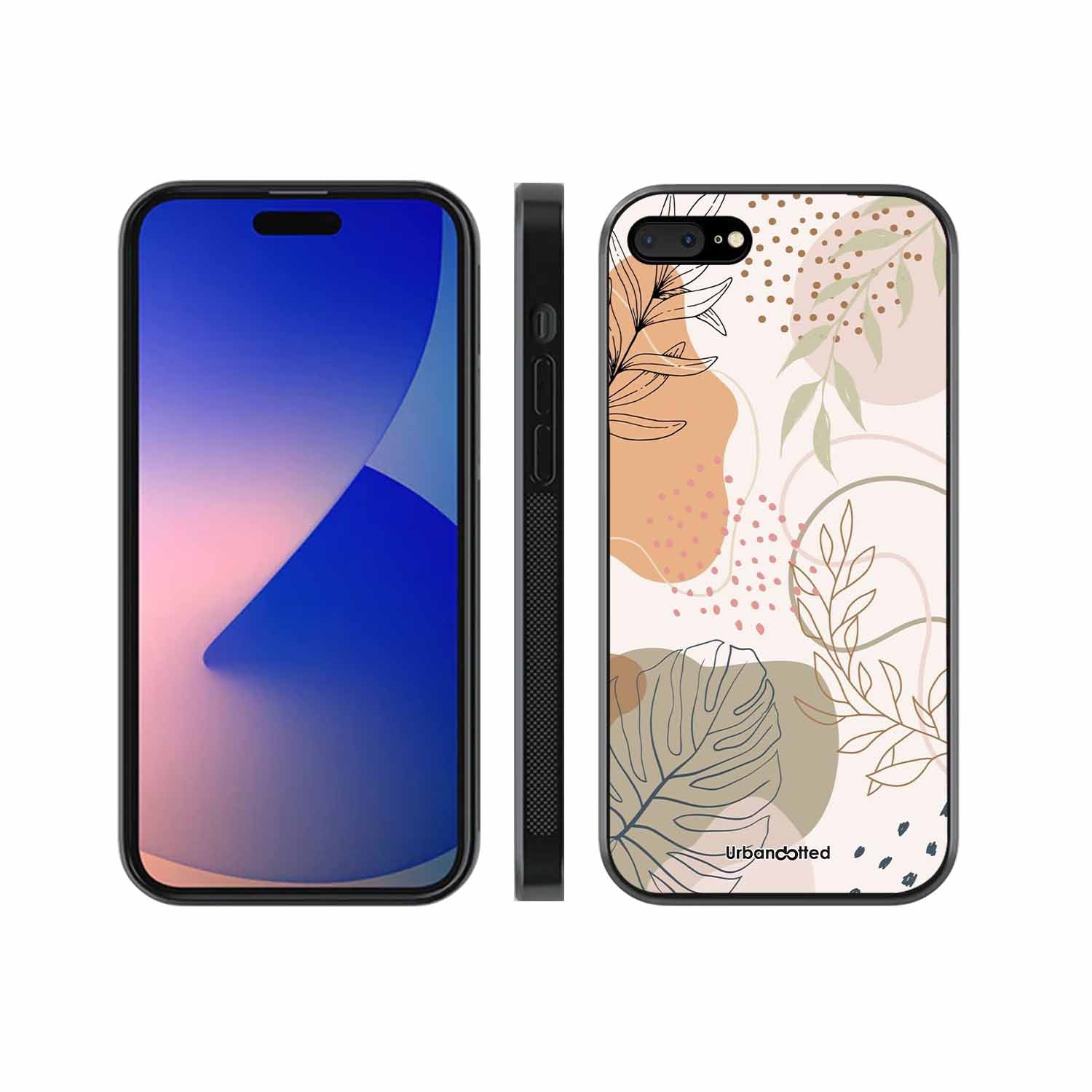 Minimalist Leaf Pattern Glass Case For iPhone 7 Plus