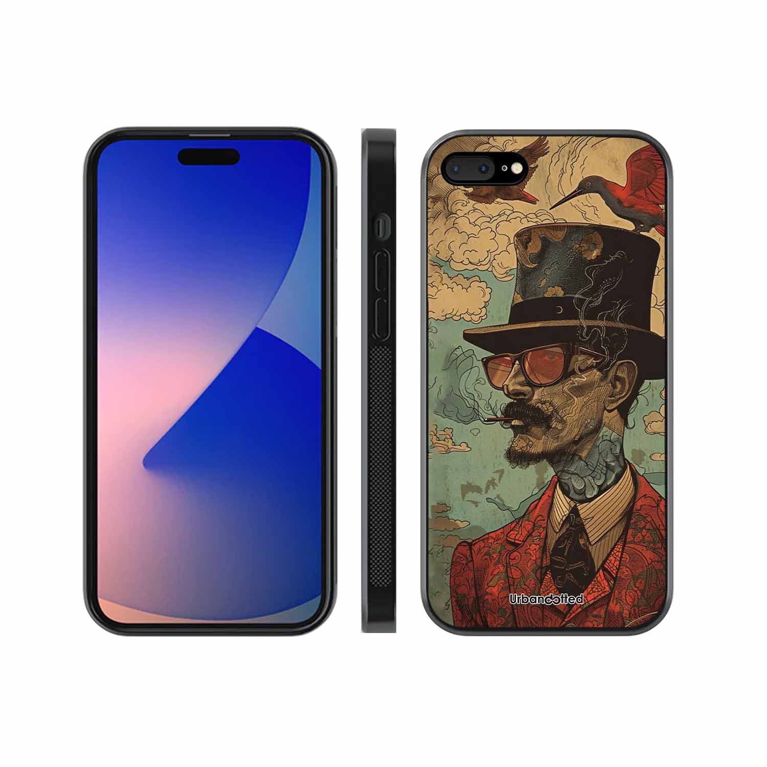 Steampunk Gentleman Smoker Glass Case For iPhone 7 Plus