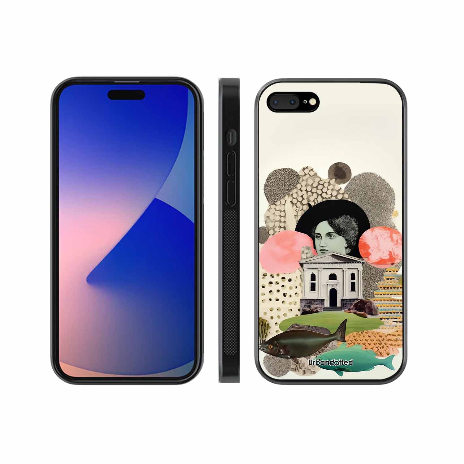 Whimsical Mixed Media Art Glass Case For iPhone 7 Plus