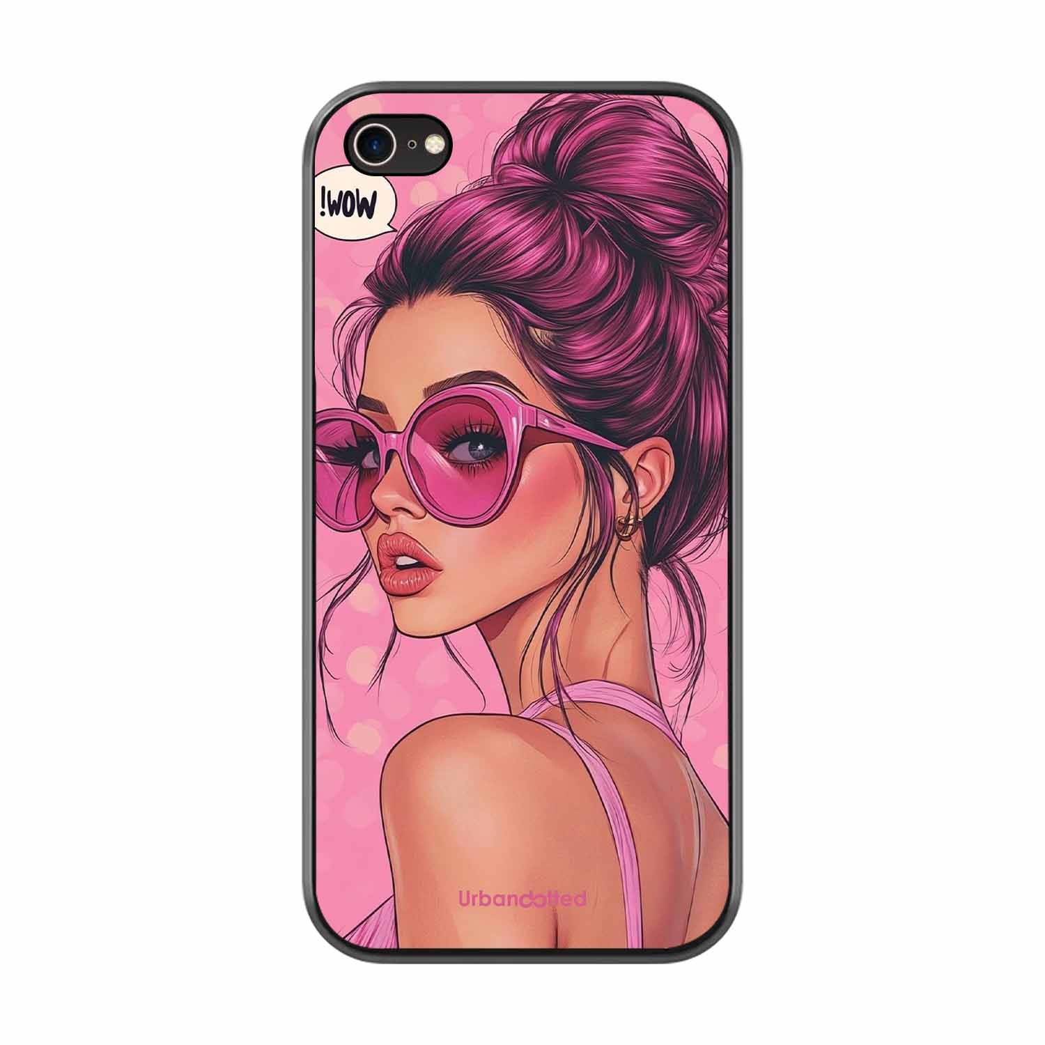 Retro Sunglasses Girl Glass Case For iPhone 7