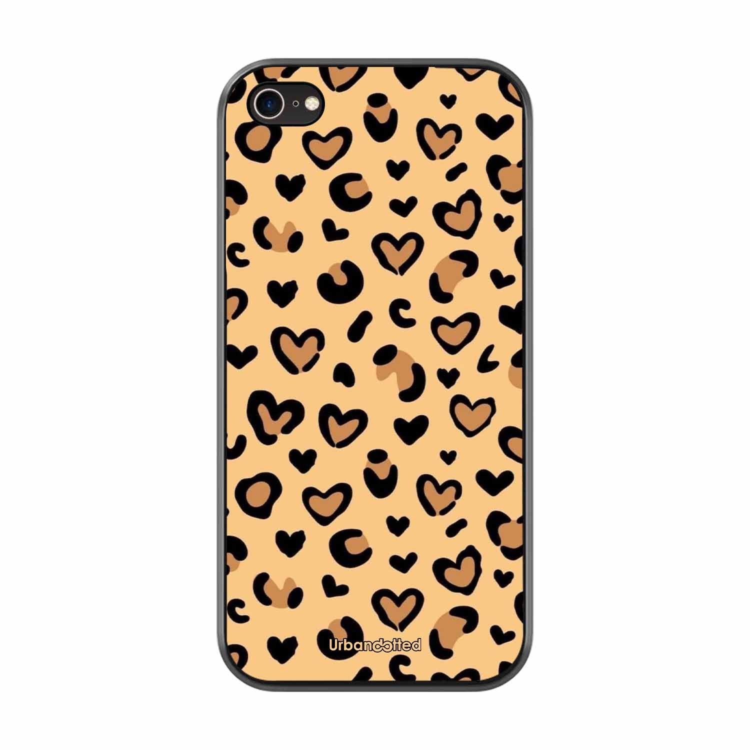 Native Animal Print Hearts Glass Case For iPhone 7