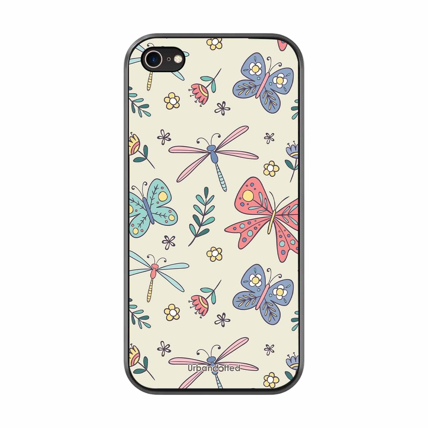 Butterfly and Dragonfly Garden Glass Case For iPhone 7