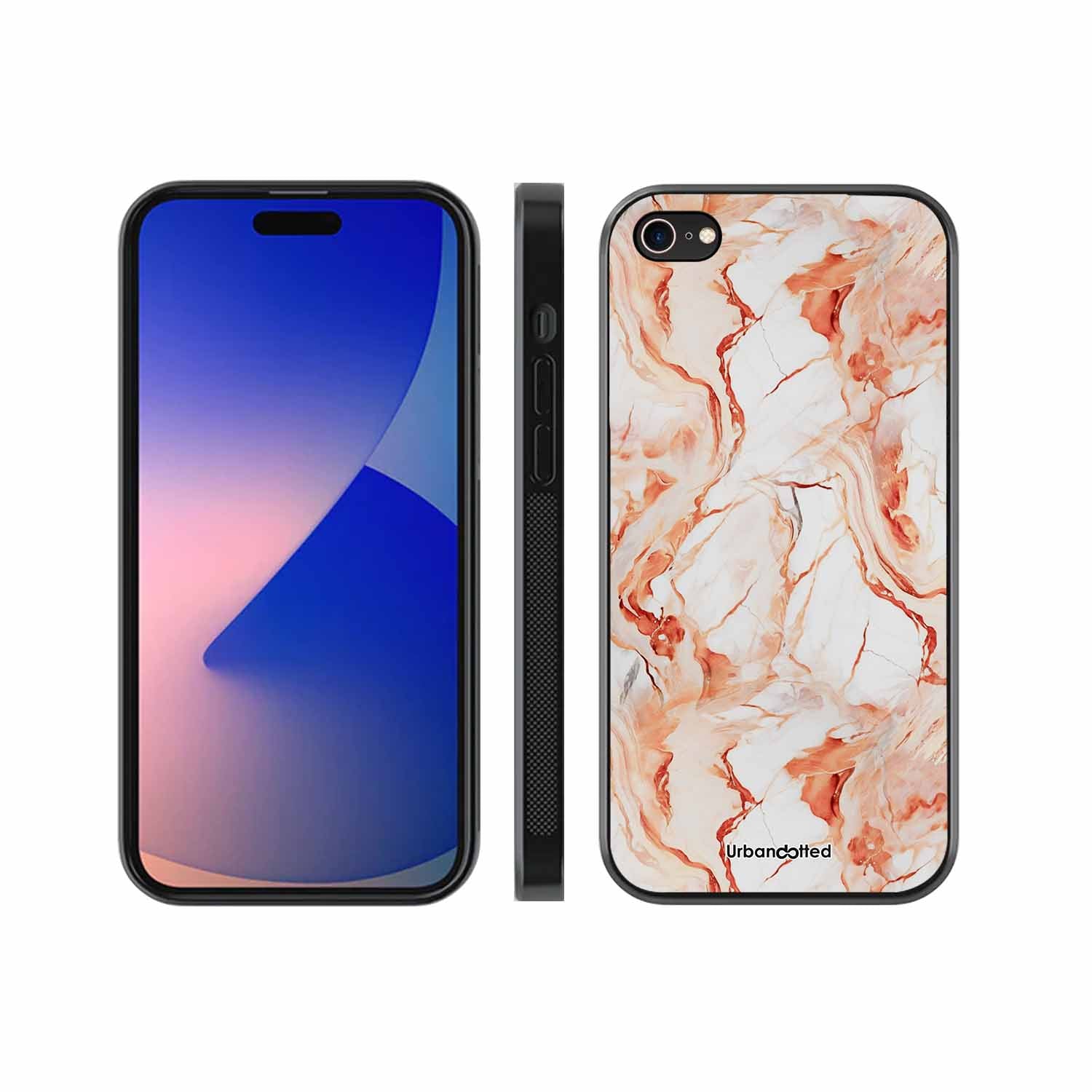Elegant Rose Gold Veins Glass Case For iPhone 7