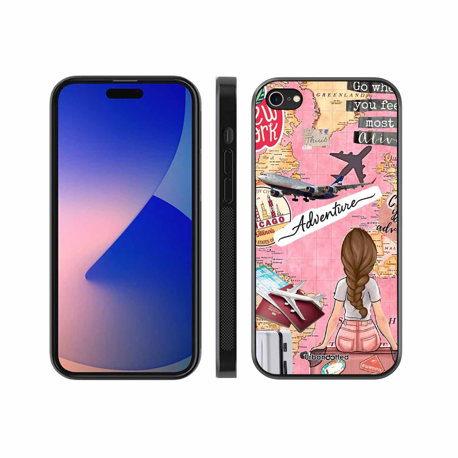 Travel Adventure Map Glass Case For iPhone 7