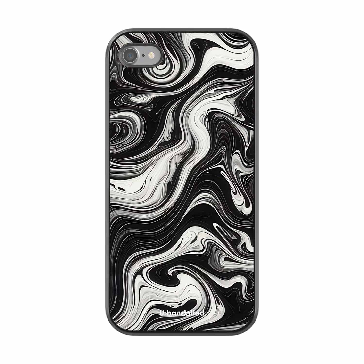 Monochrome Marble Glass Case For iPhone SE 2022