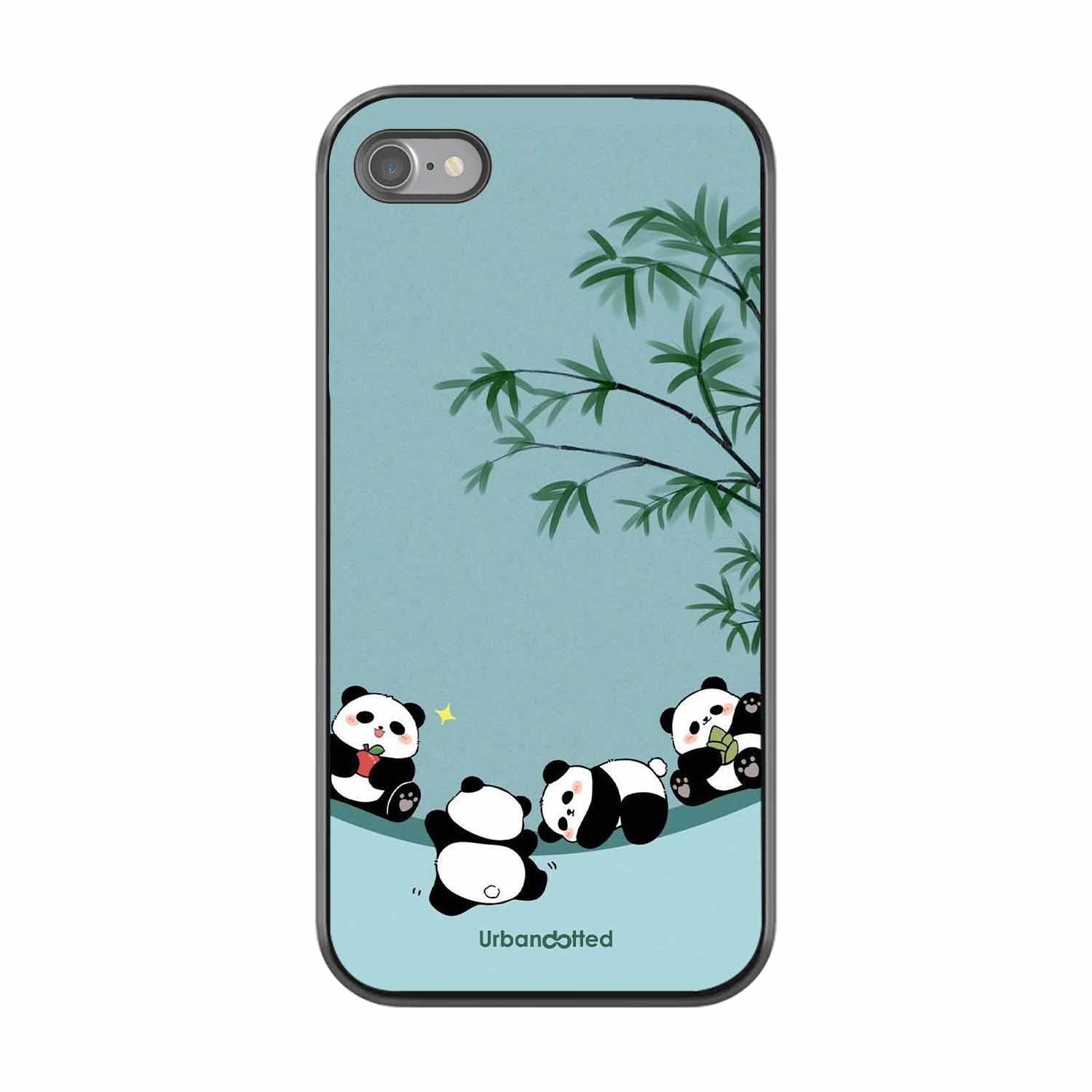 Cute Resting Pandas Glass Case For iPhone SE 2022