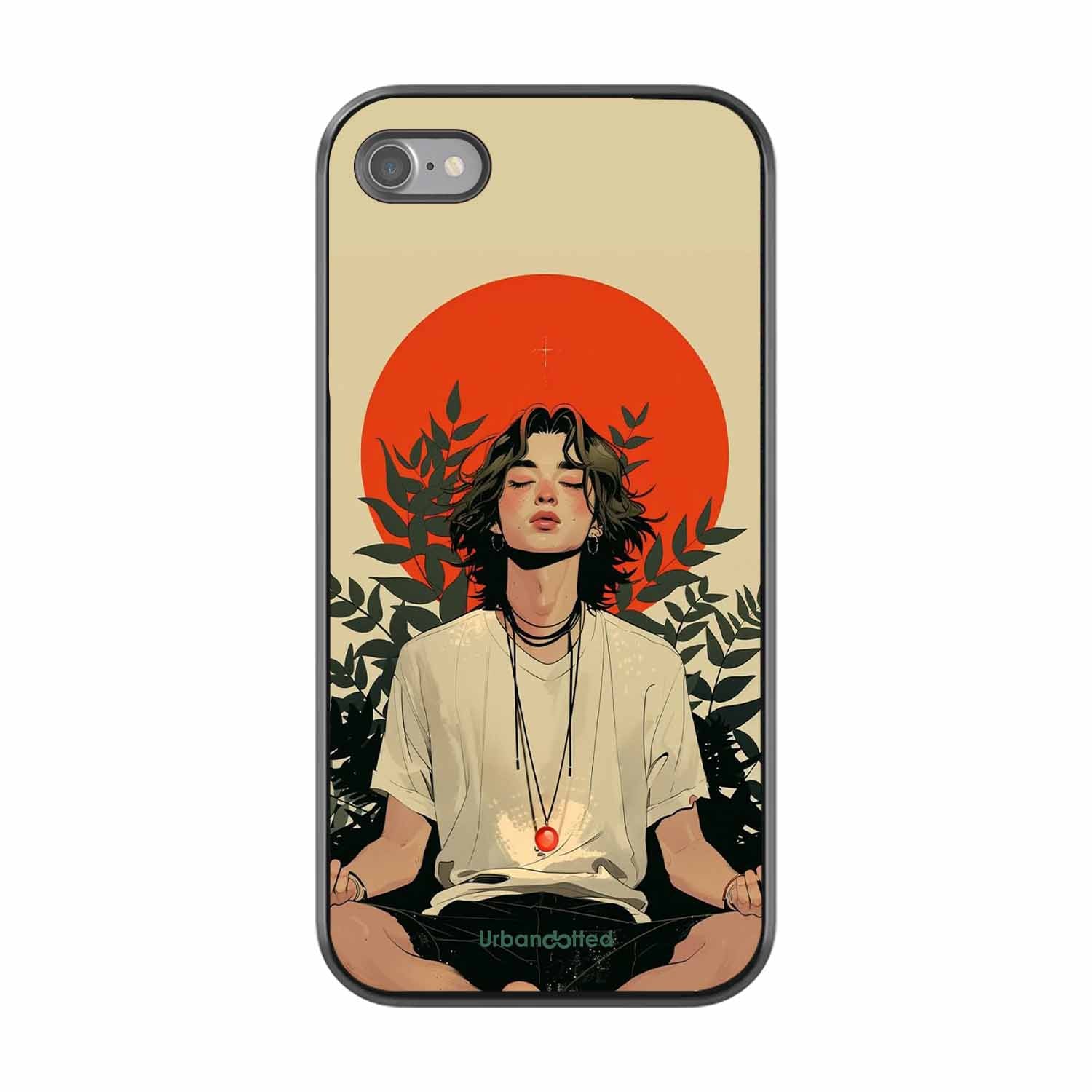 Meditating Figure Glass Case For iPhone SE 2020