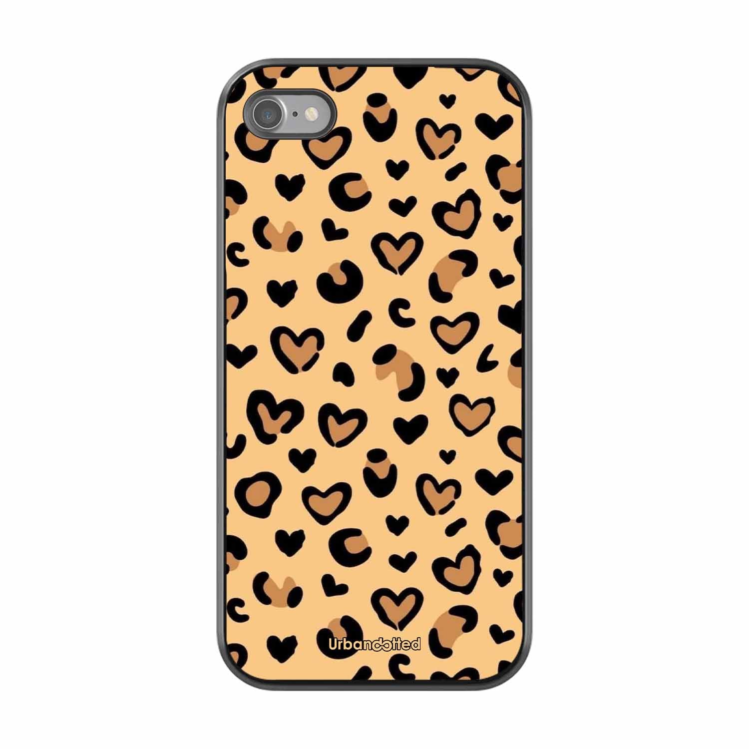 Native Animal Print Hearts Glass Case For iPhone SE 2022