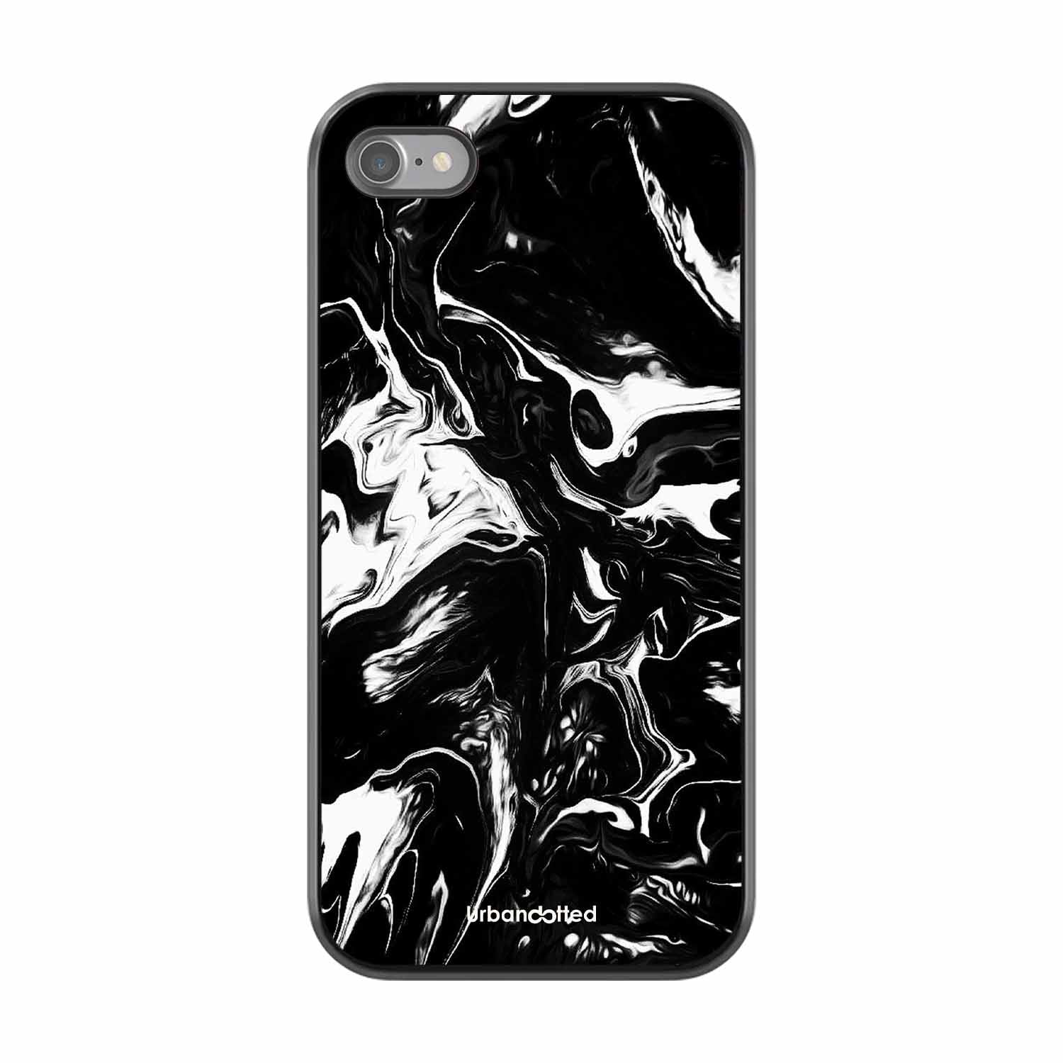 Dark Marble Texture Glass Case For iPhone SE 2022