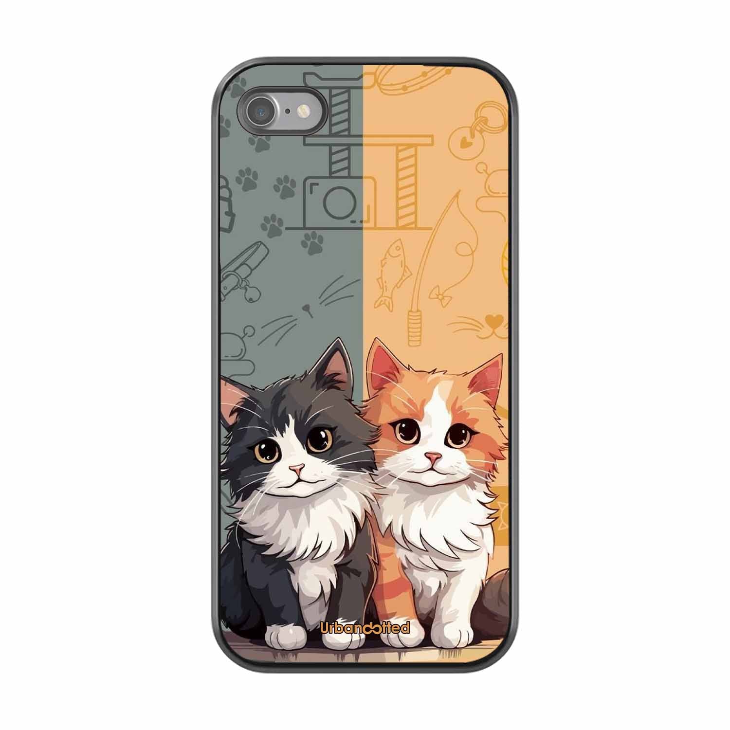 Yin and Yang Cats Glass Case For iPhone SE 2022