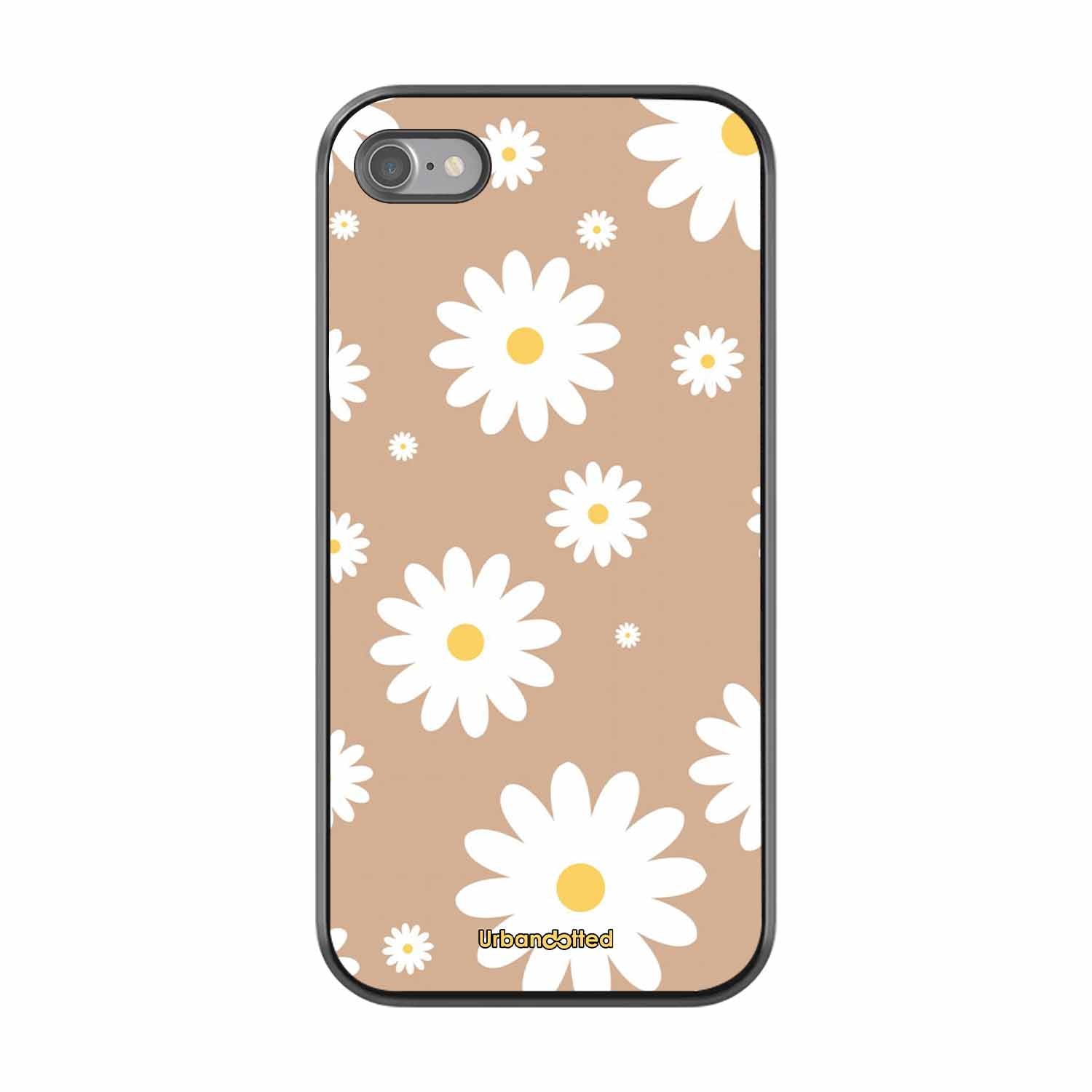 Tan Daisy Field Glass Case For iPhone SE 2022