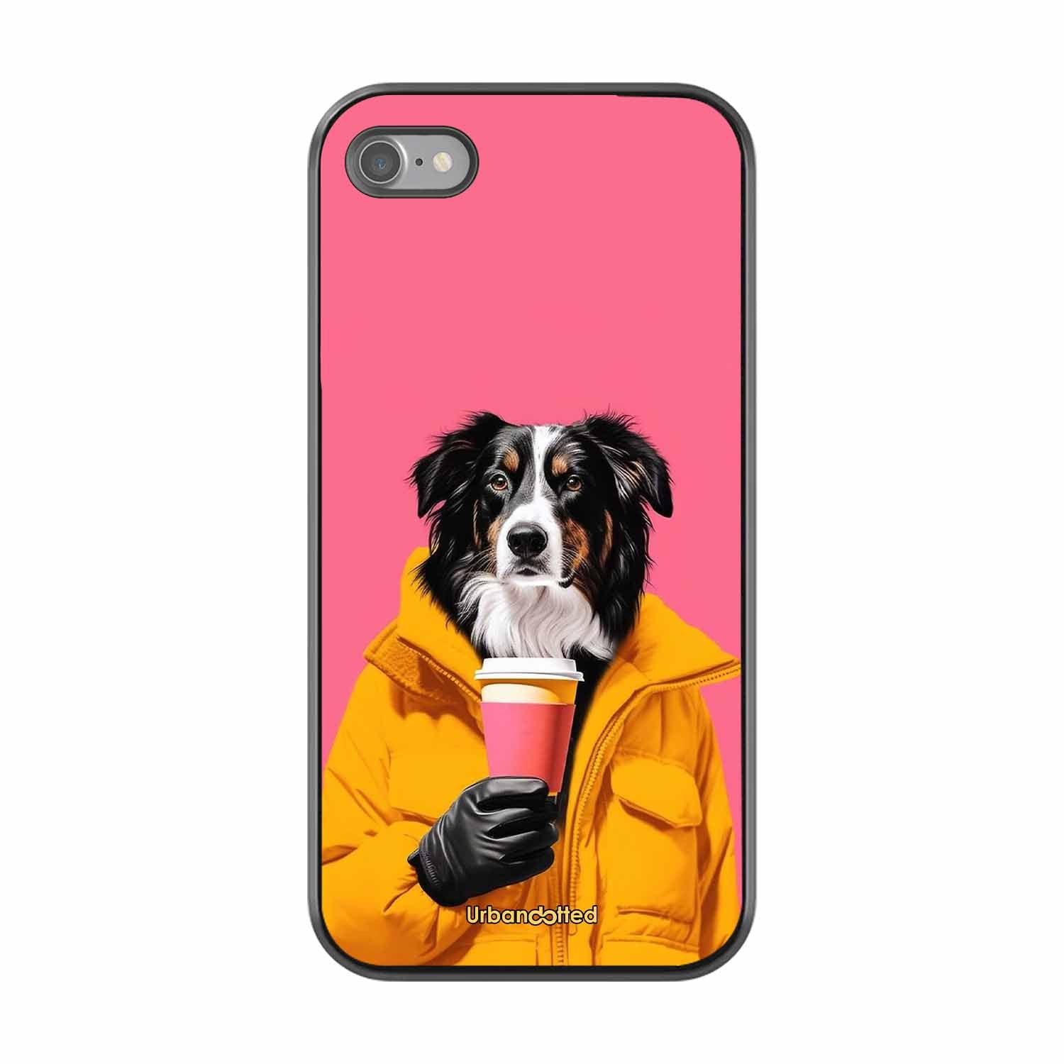 Trendy Dog with Drink Glass Case For iPhone SE 2022