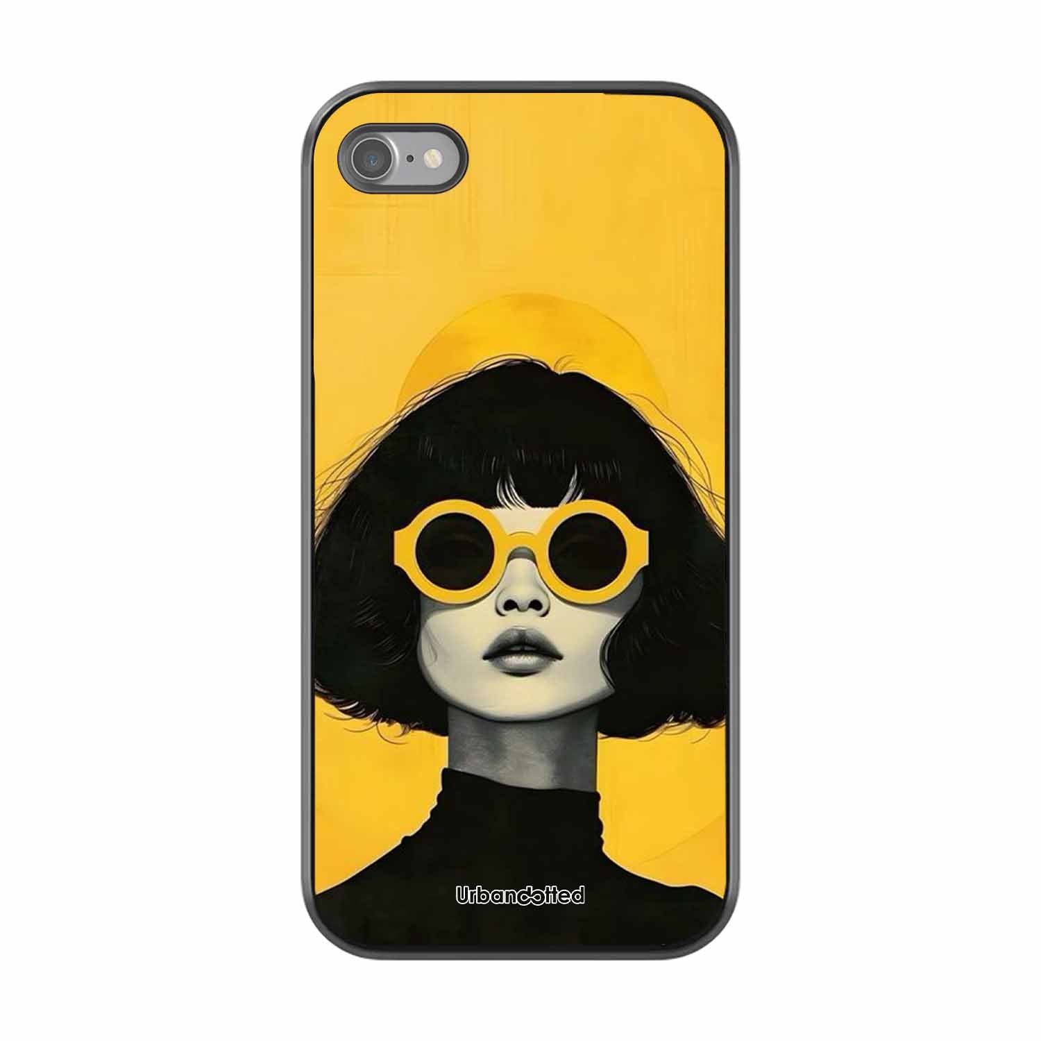Retro Sunglasses Portrait Glass Case For iPhone SE 2022