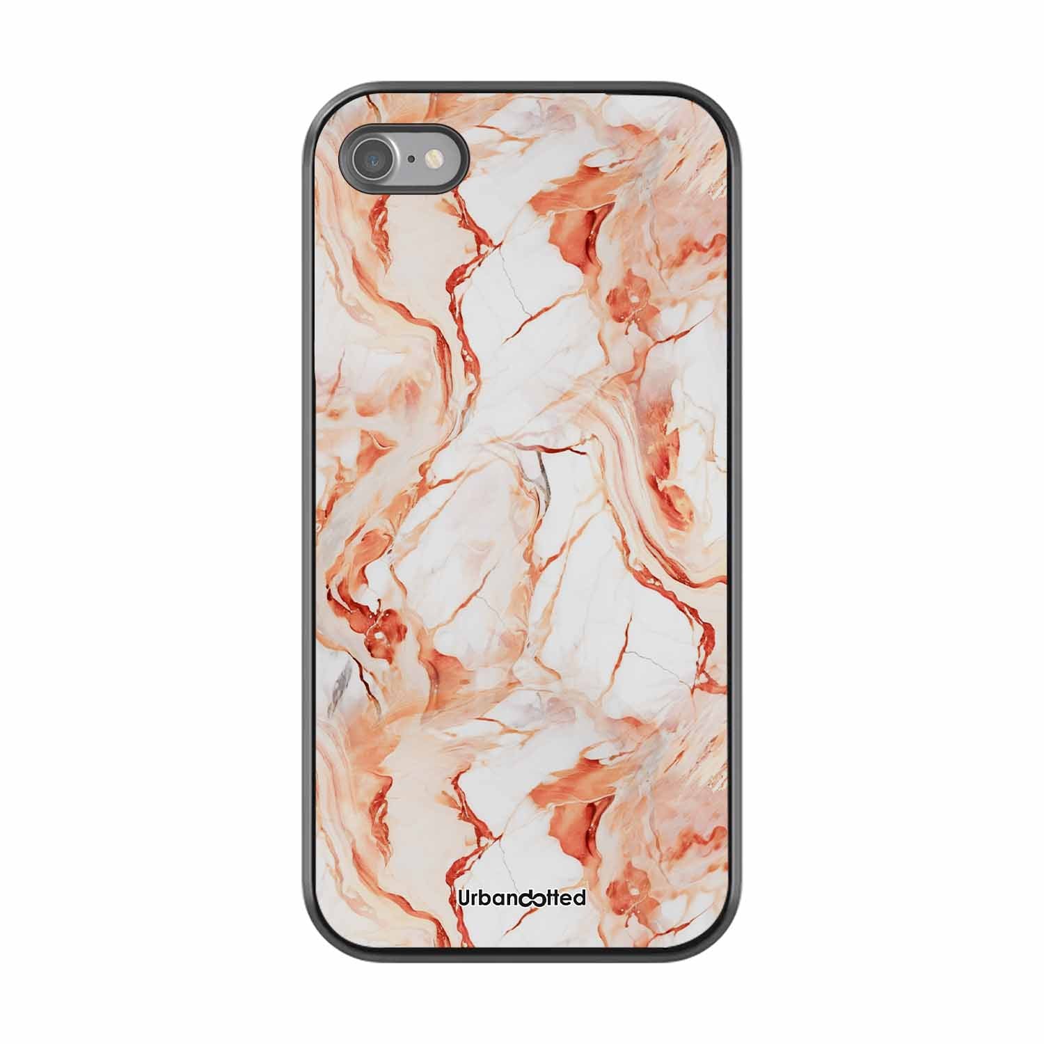 Elegant Rose Gold Veins Glass Case For iPhone SE 2022