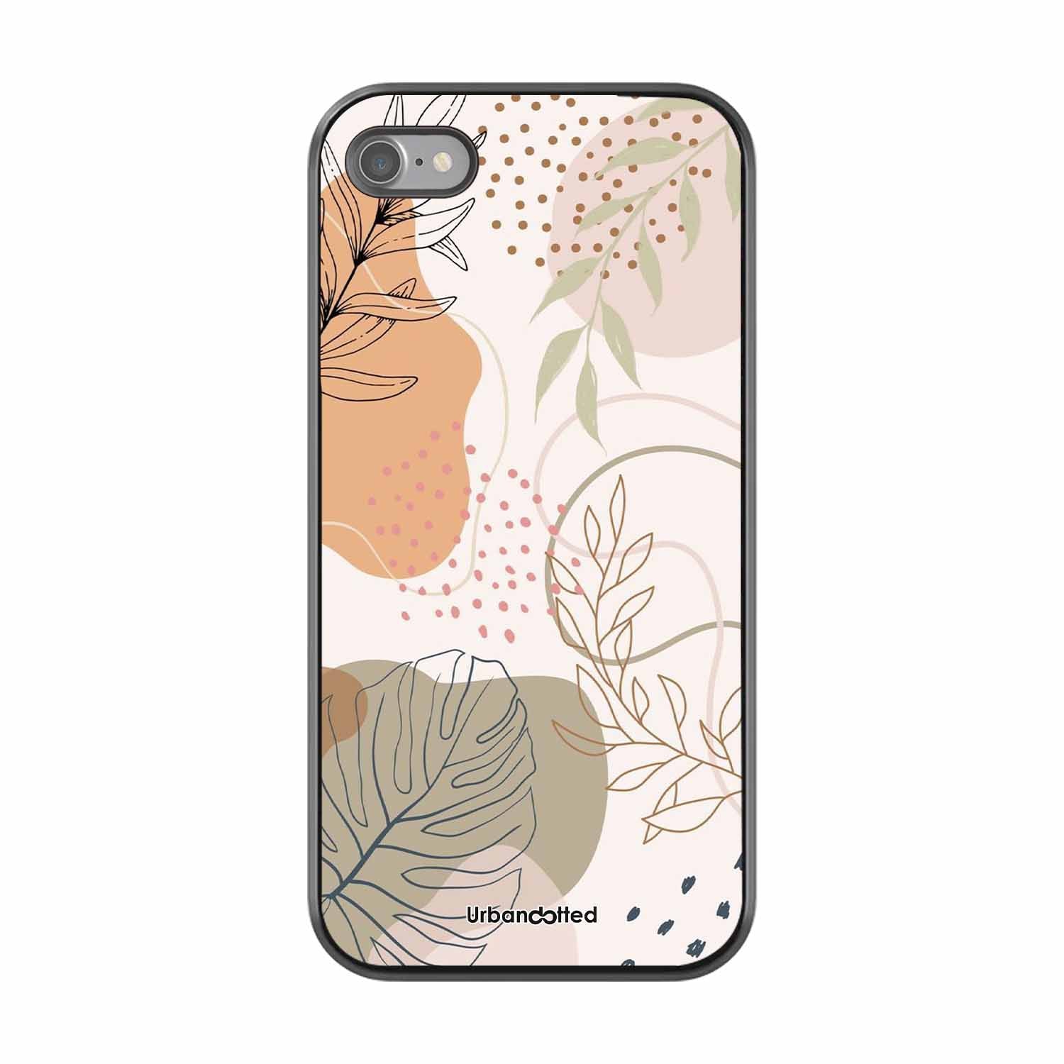 Minimalist Leaf Pattern Glass Case For iPhone SE 2022