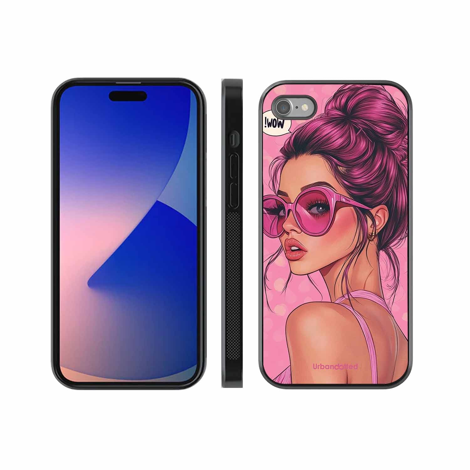 Retro Sunglasses Girl Glass Case For iPhone SE 2022