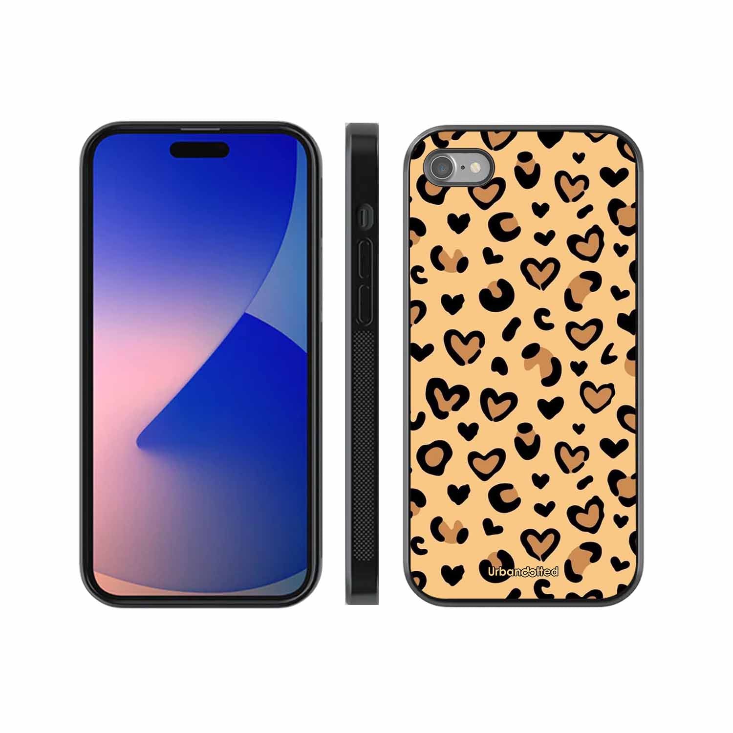 Native Animal Print Hearts Glass Case For iPhone SE 2022