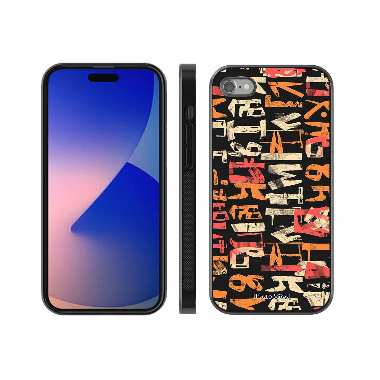 Mixed Typography Design Glass Case For iPhone SE 2022