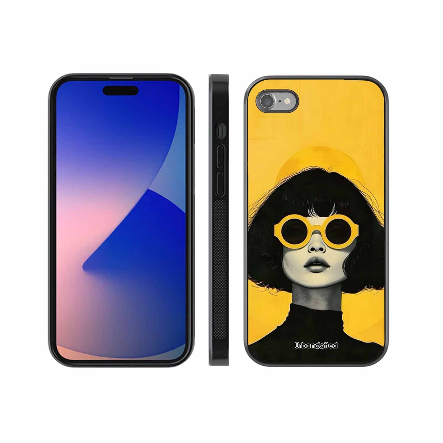 Retro Sunglasses Portrait Glass Case For iPhone SE 2022