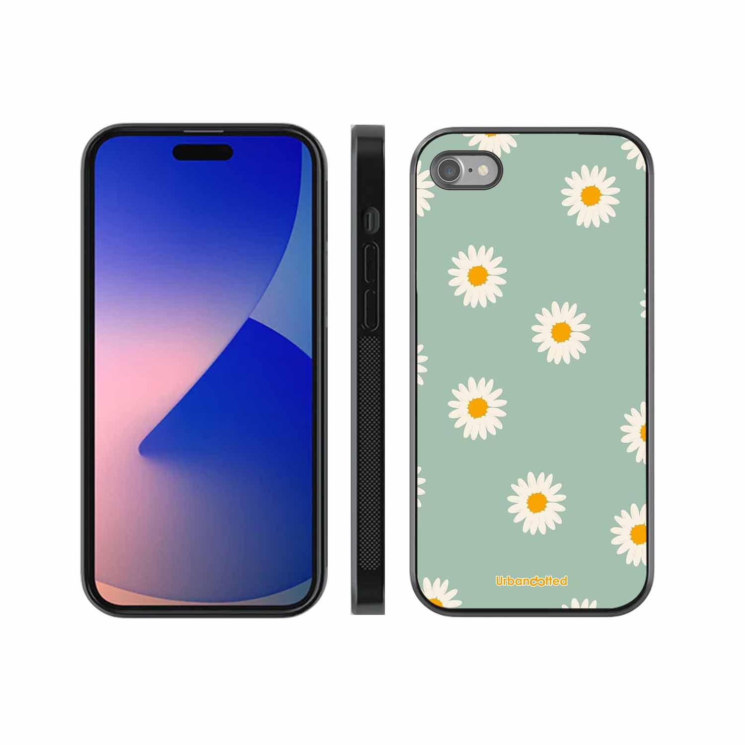 Scattered White Daisies Glass Case For iPhone SE 2020