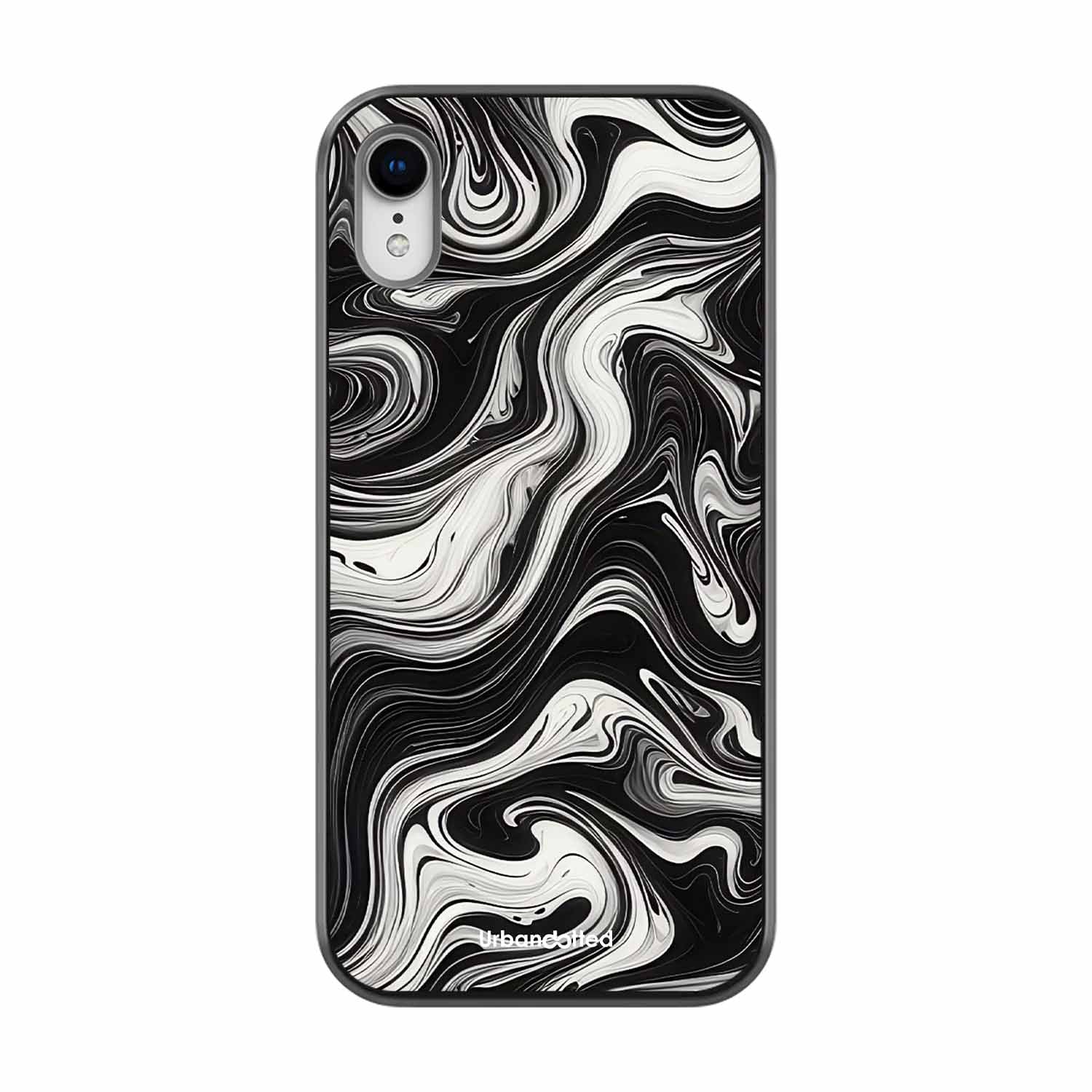 Monochrome Marble Glass Case For iPhone XR