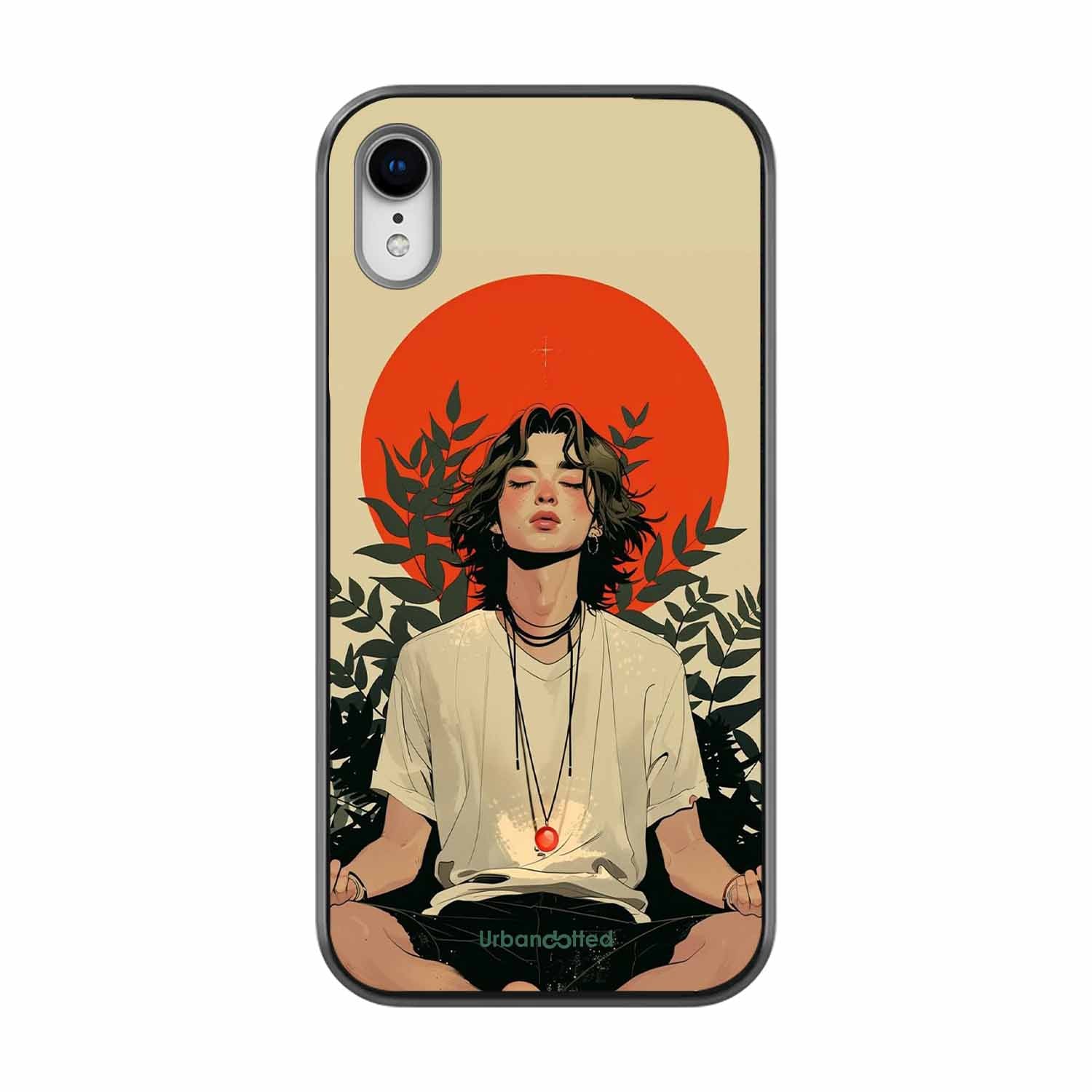 Meditating Figure Glass Case For iPhone XR