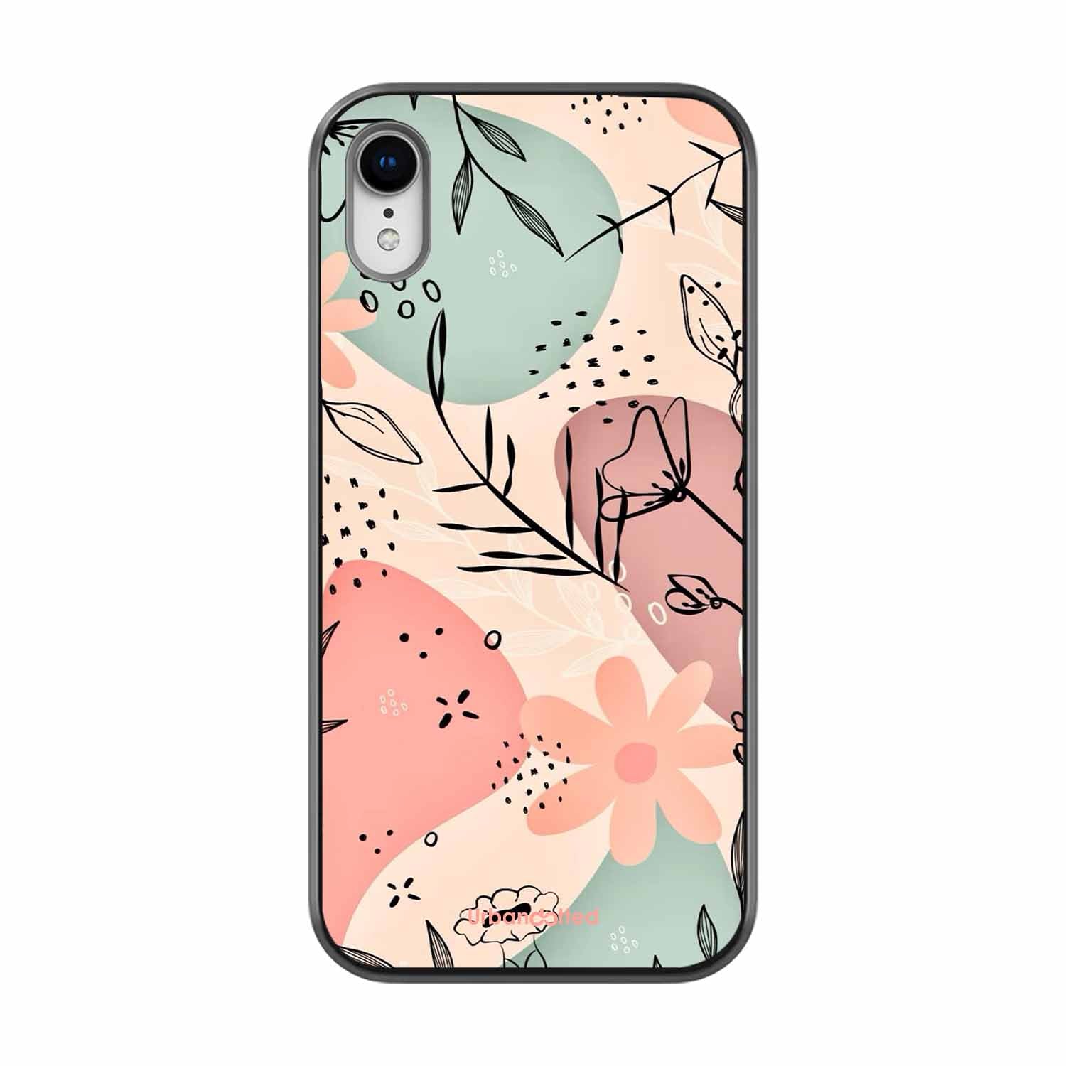 Abstract Floral Glass Case For iPhone XR