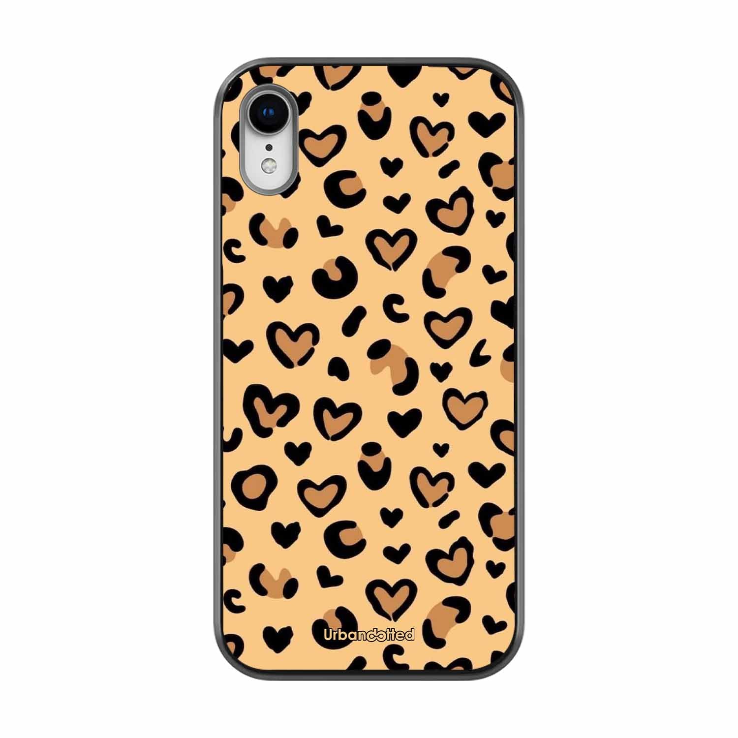 Native Animal Print Hearts Glass Case For iPhone XR