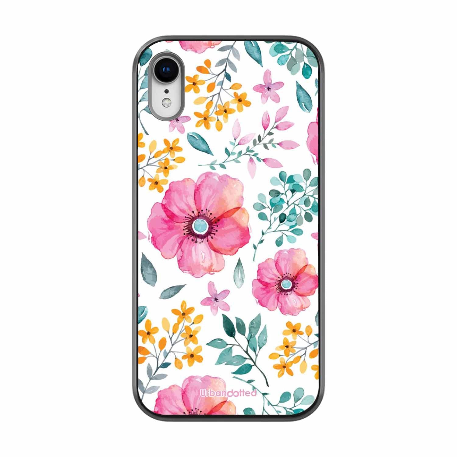 True Blue Wildflower Glass Case For iPhone XR
