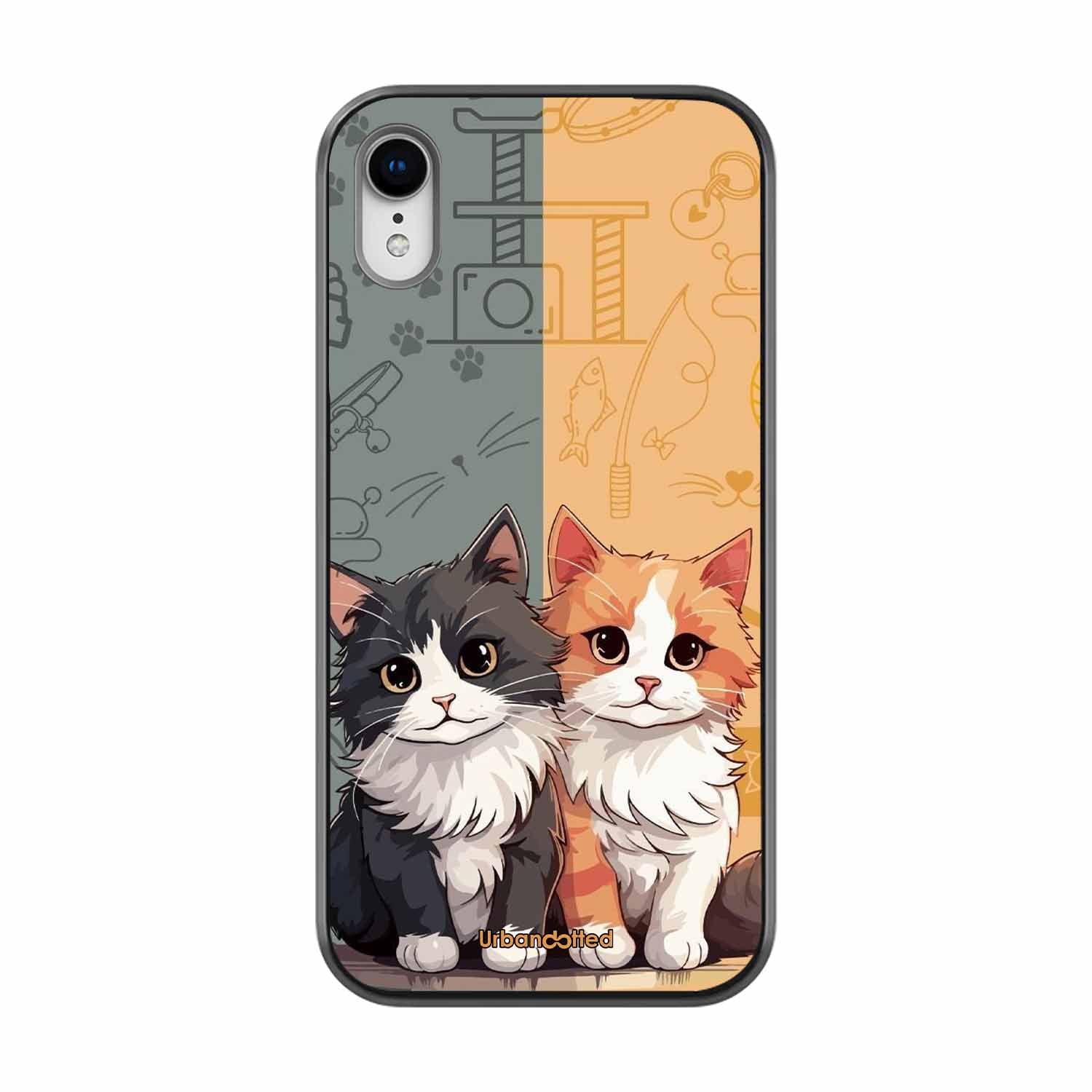 Yin and Yang Cats Glass Case For iPhone XR