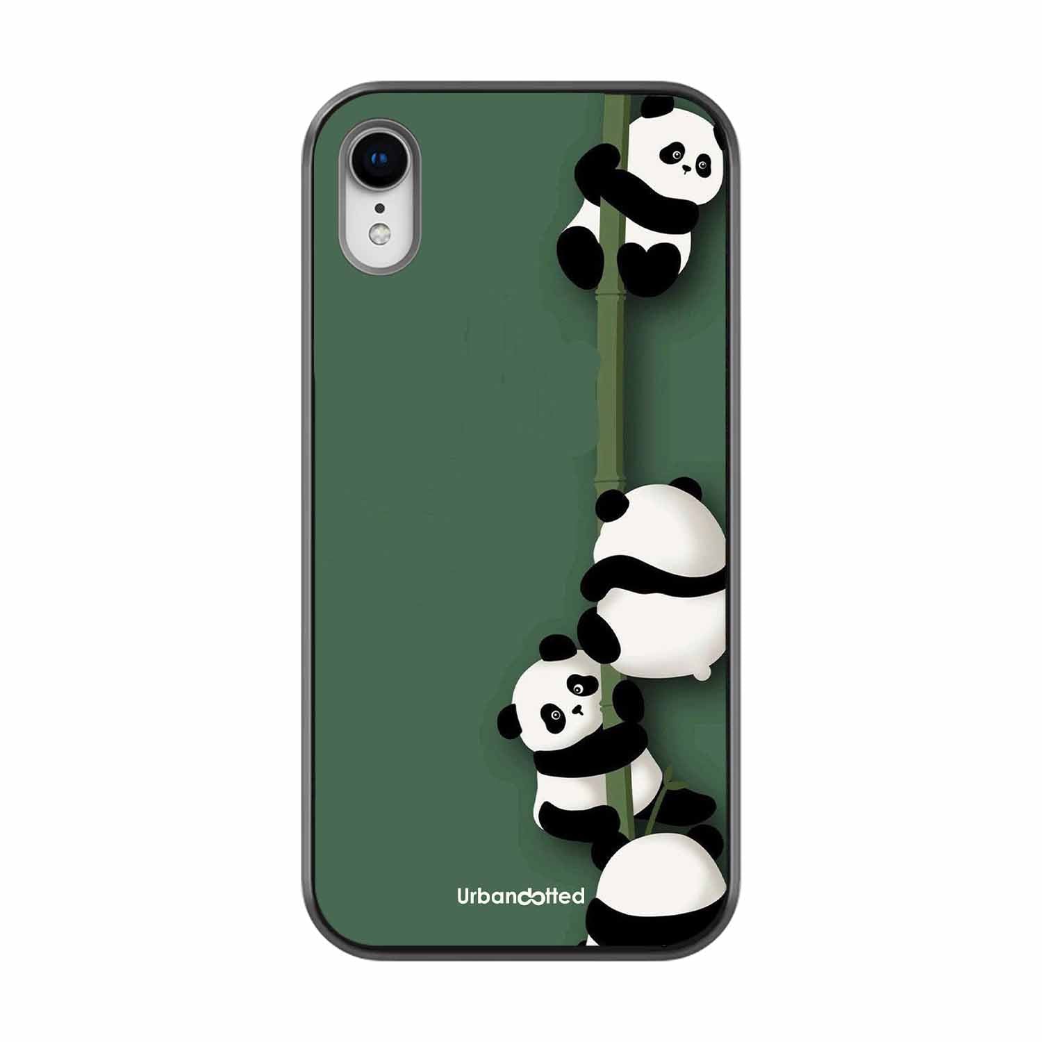 Climbing Pandas Glass Case For iPhone XR