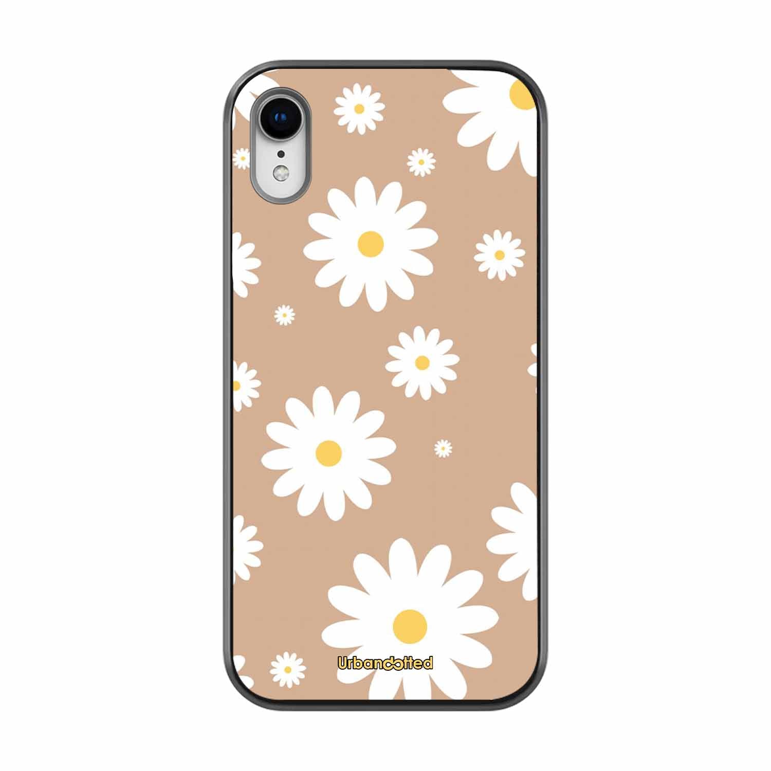 Tan Daisy Field Glass Case For iPhone XR
