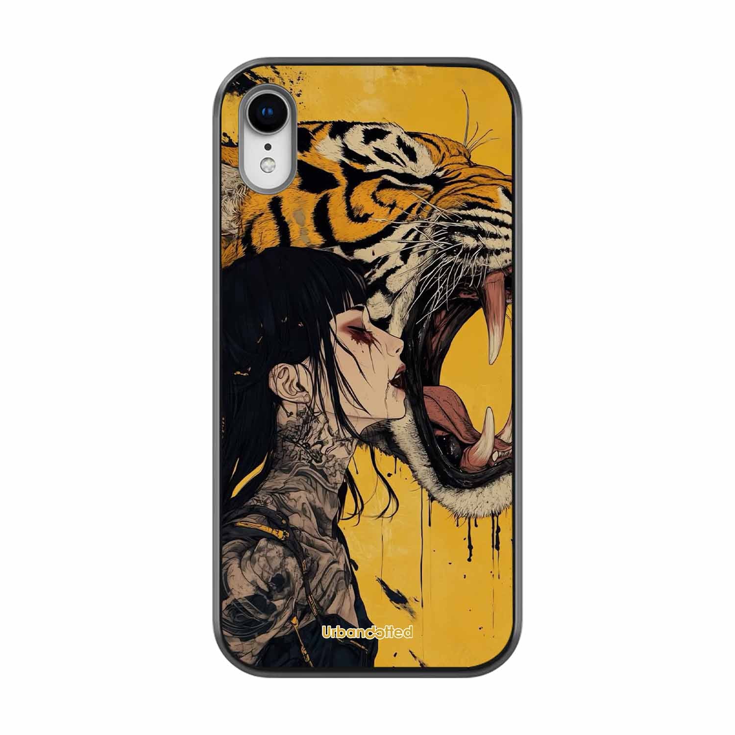 Tattooed Girl with Tiger Glass Case For iPhone XR
