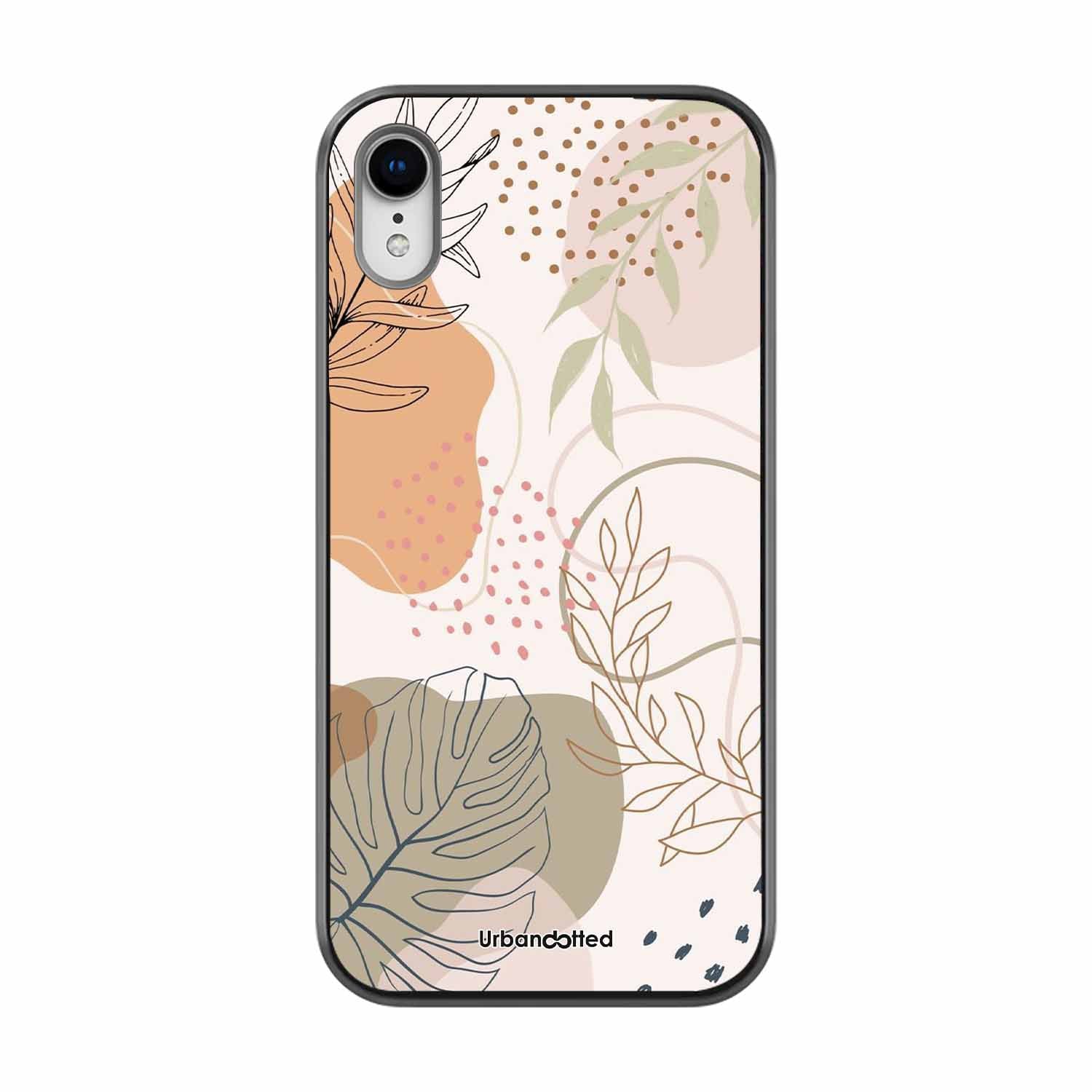 Minimalist Leaf Pattern Glass Case For iPhone XR