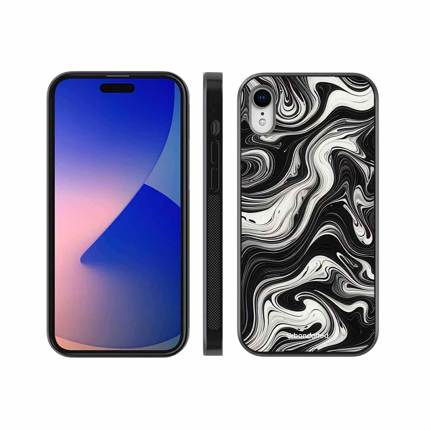 Monochrome Marble Glass Case For iPhone XR