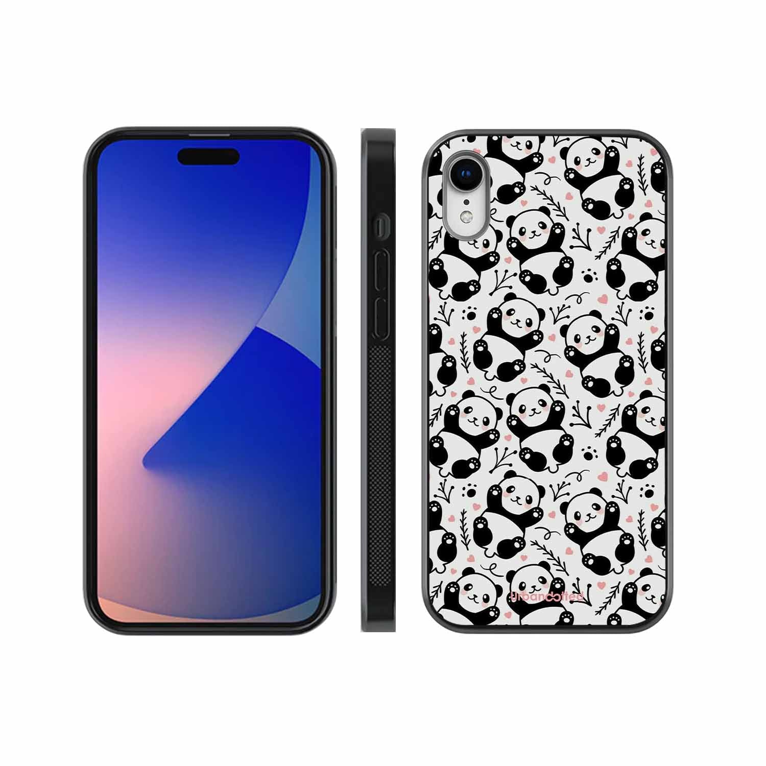Cute Doodle Panda Glass Case For iPhone XR