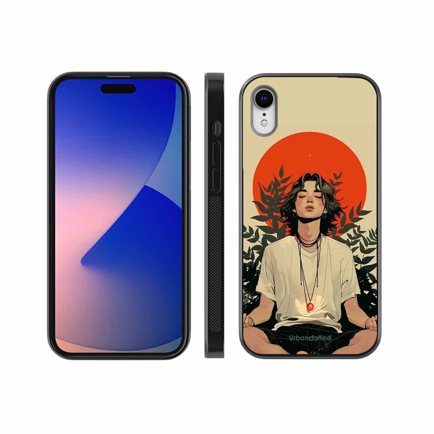 Meditating Figure Glass Case For iPhone XR