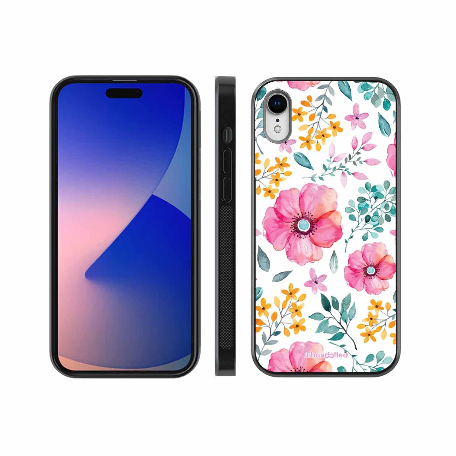 True Blue Wildflower Glass Case For iPhone XR