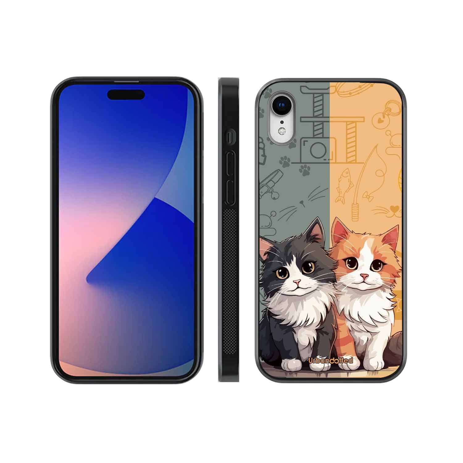 Yin and Yang Cats Glass Case For iPhone XR