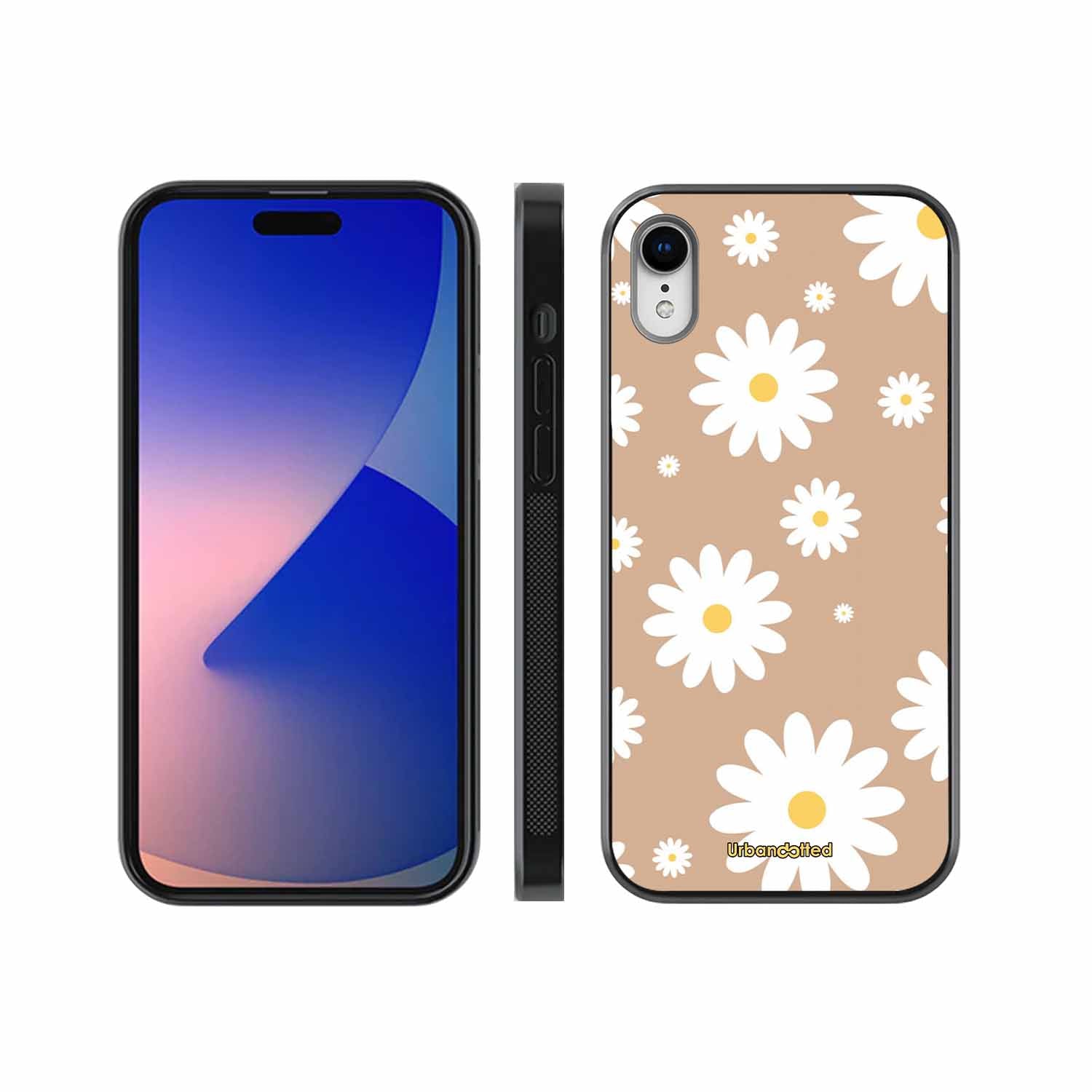 Tan Daisy Field Glass Case For iPhone XR