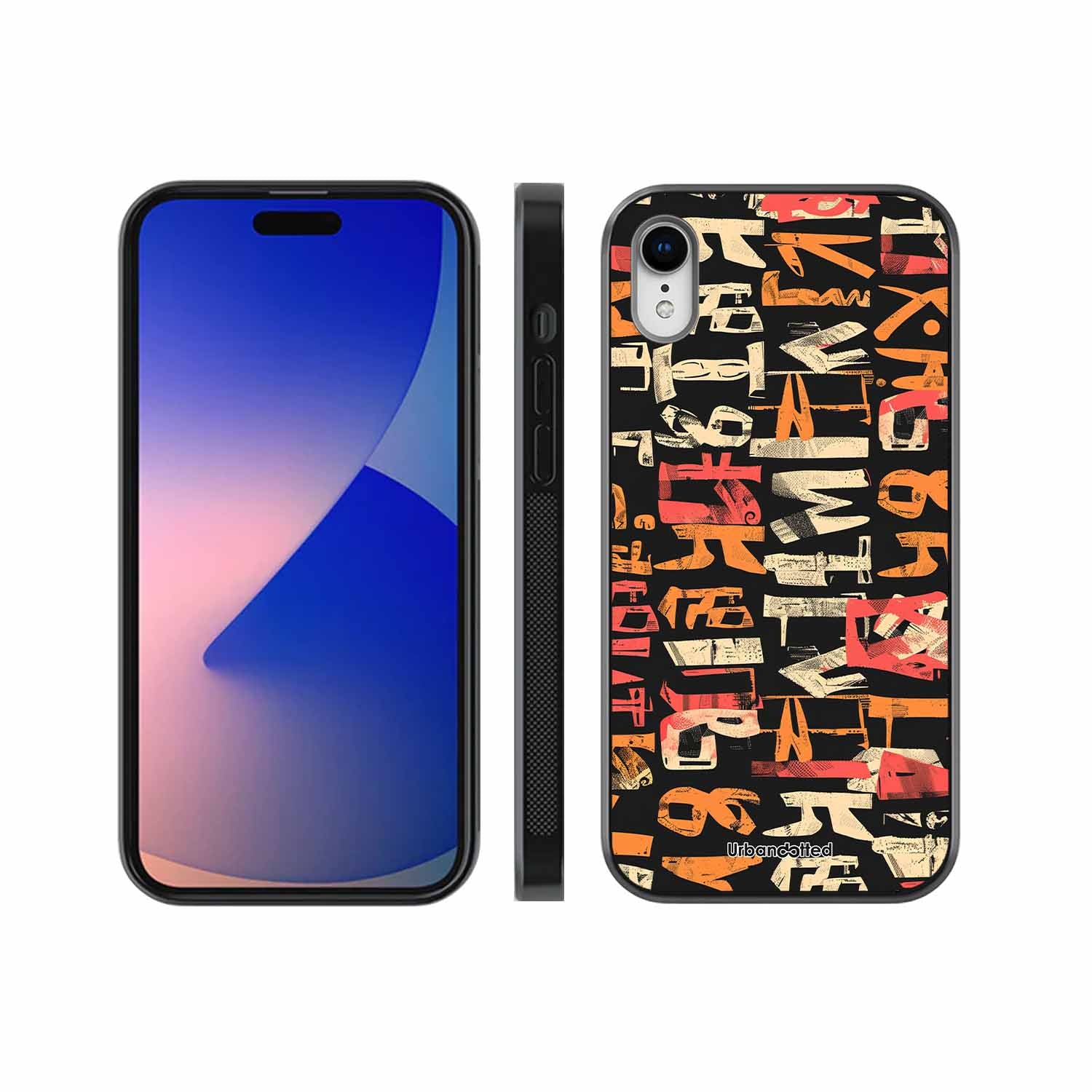 Mixed Typography Design Glass Case For iPhone XR