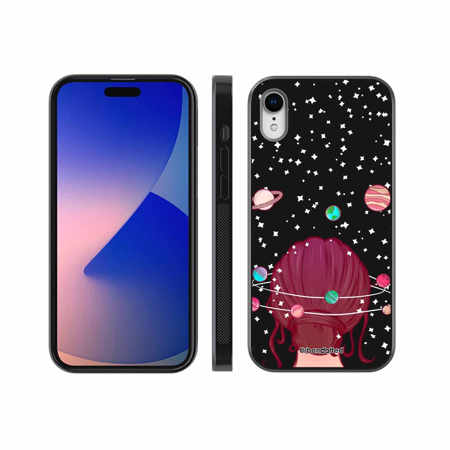 Galactic Hair Space Girl Glass Case For iPhone XR