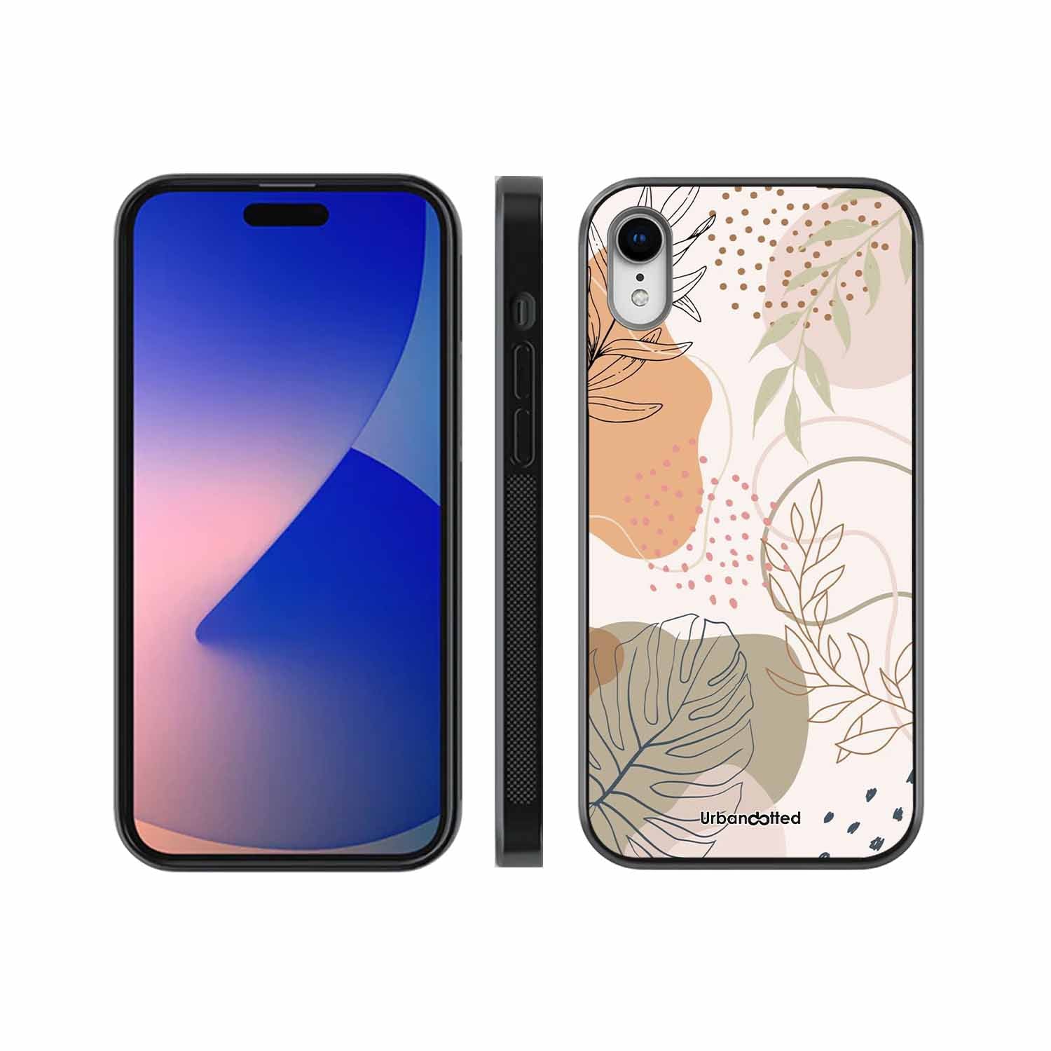 Minimalist Leaf Pattern Glass Case For iPhone XR